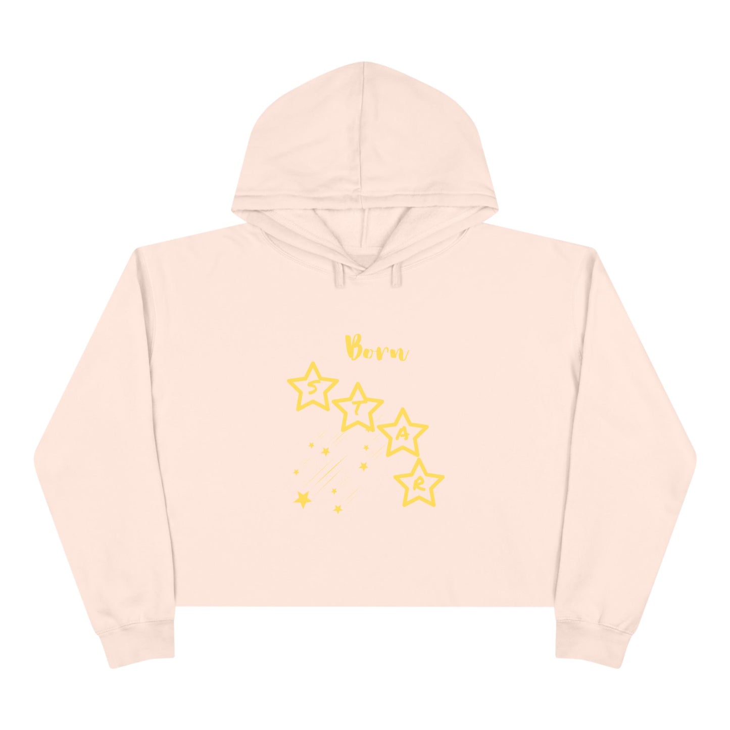 Gold-"Born Star":  Cropped Hoodie — Cute Minimalist Star Graphic Crop Sweatshirt