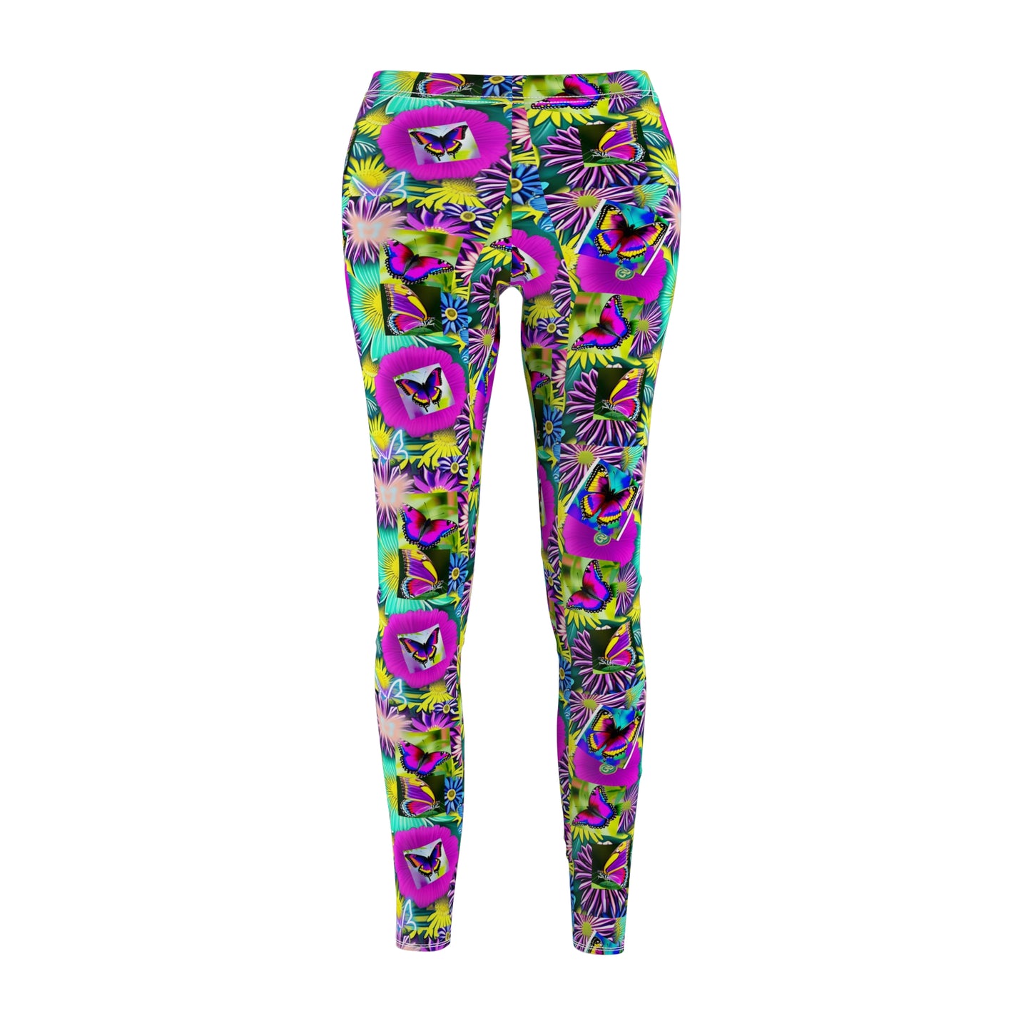 Neon Butterfly Design Leggings