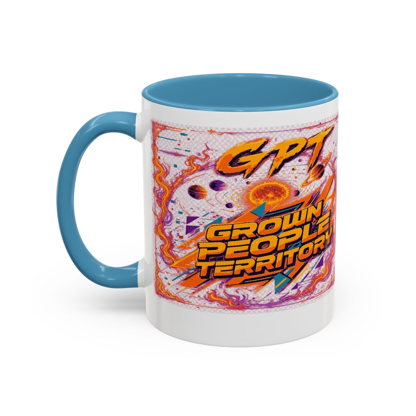 Accent Coffee Mug — "GPT: Grown People Territory" Bold Graphic Coffee Cup