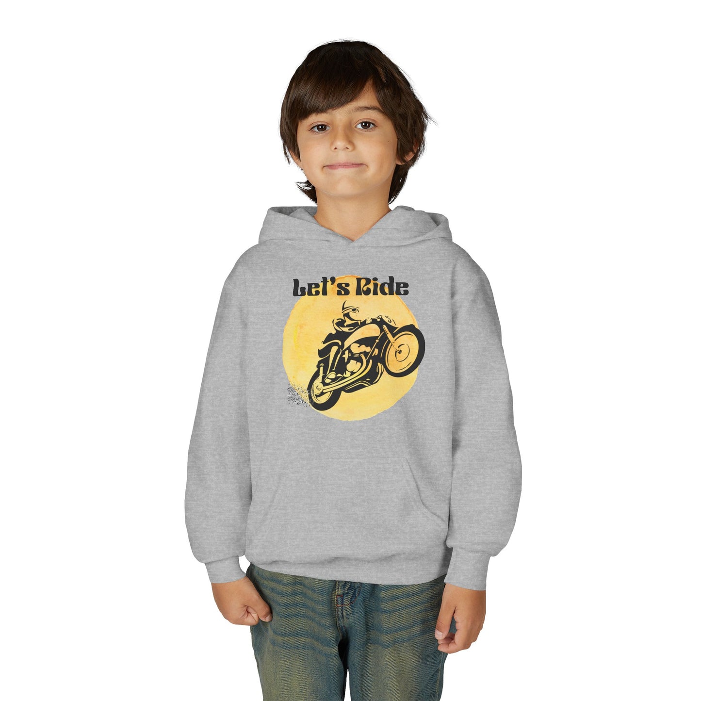 Youth Hoodie - "Let's Ride" Vintage Motorcycle Graphic