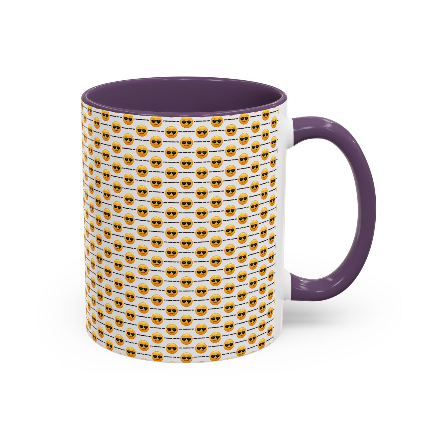 Sunglasses Emoji Pattern Accent Coffee Mug (11 oz) Asking "Who Run's This Ish"