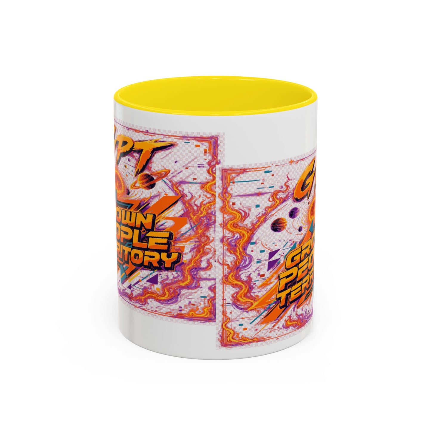 Accent Coffee Mug — "GPT: Grown People Territory" Bold Graphic Coffee Cup