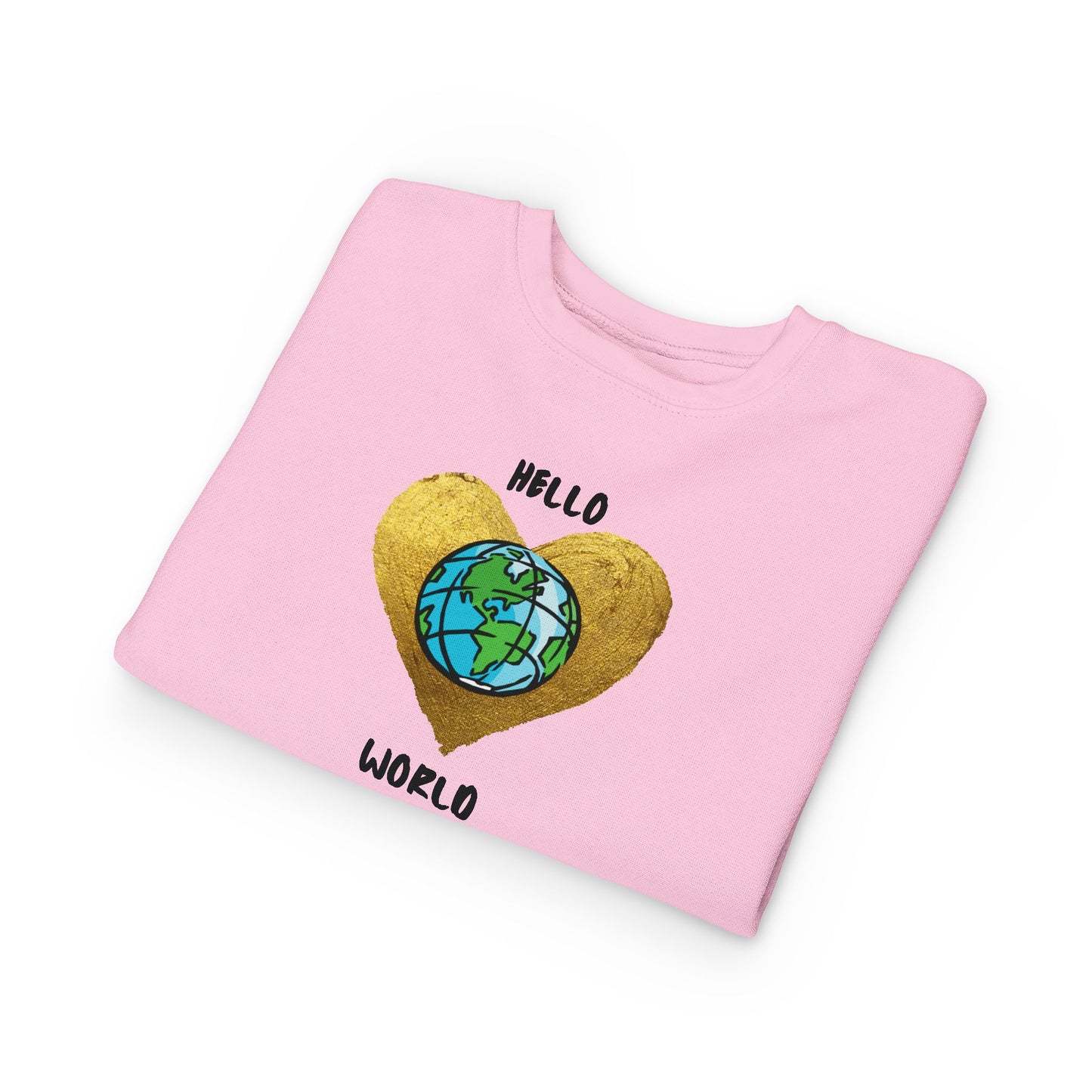 Toddler Sweatshirt - "Hello World" Earth Heart Graphic