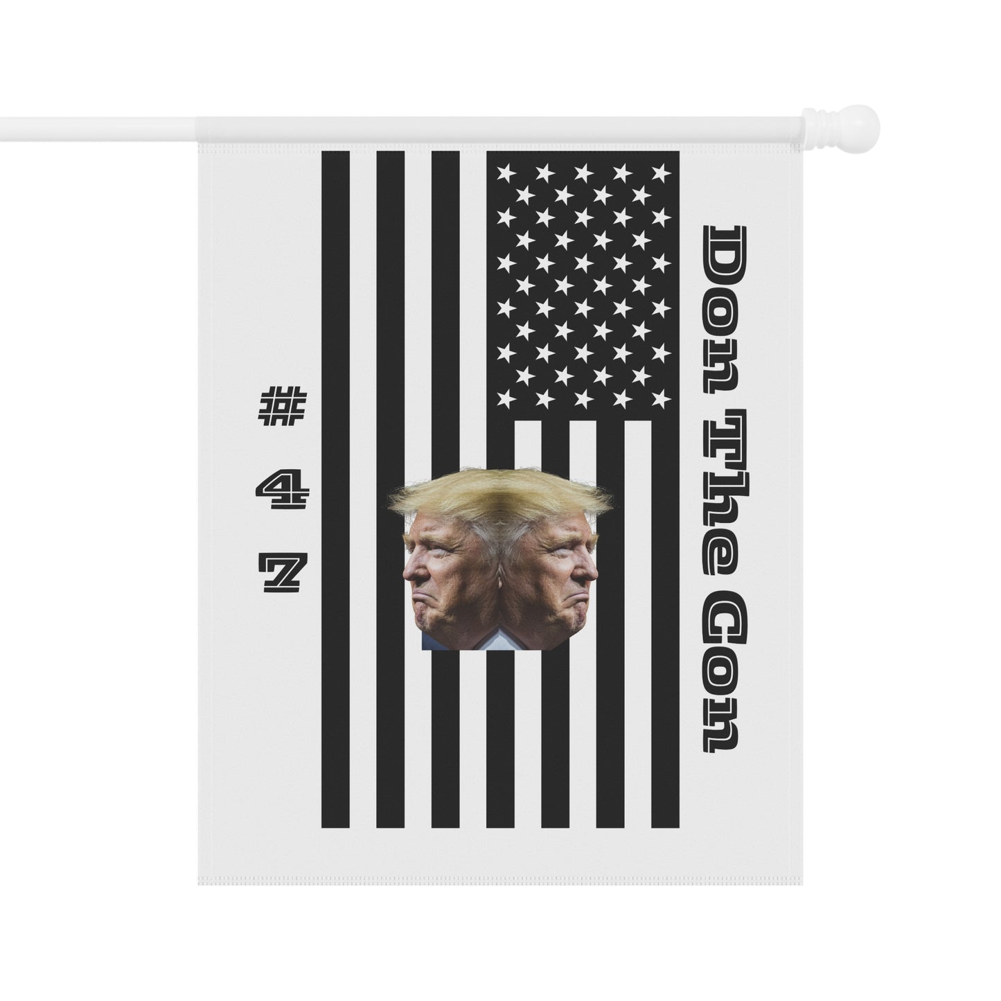 2-Faced:  Political Garden Flag — “Don The Con” Trump Double-Head Design