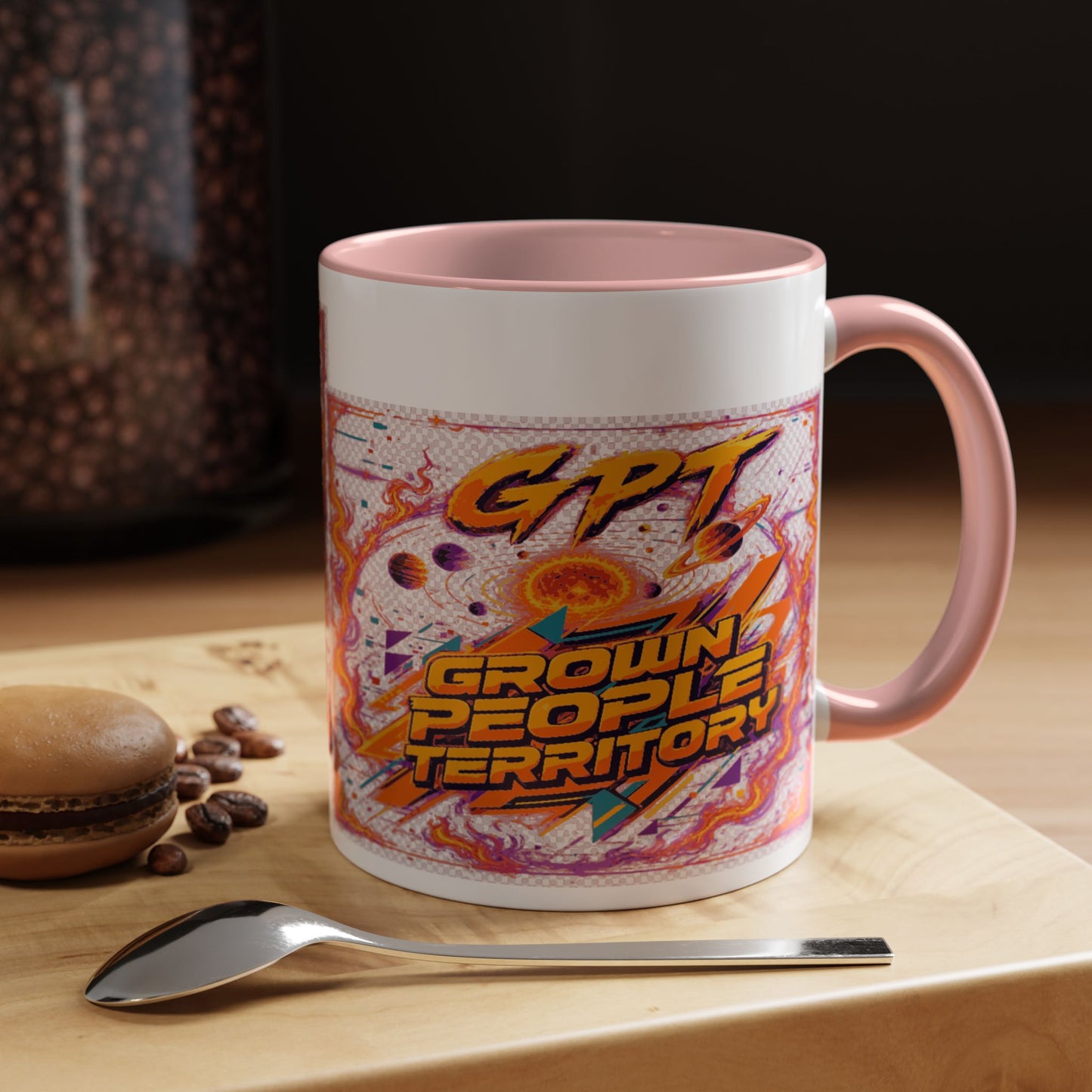 Accent Coffee Mug — "GPT: Grown People Territory" Bold Graphic Coffee Cup