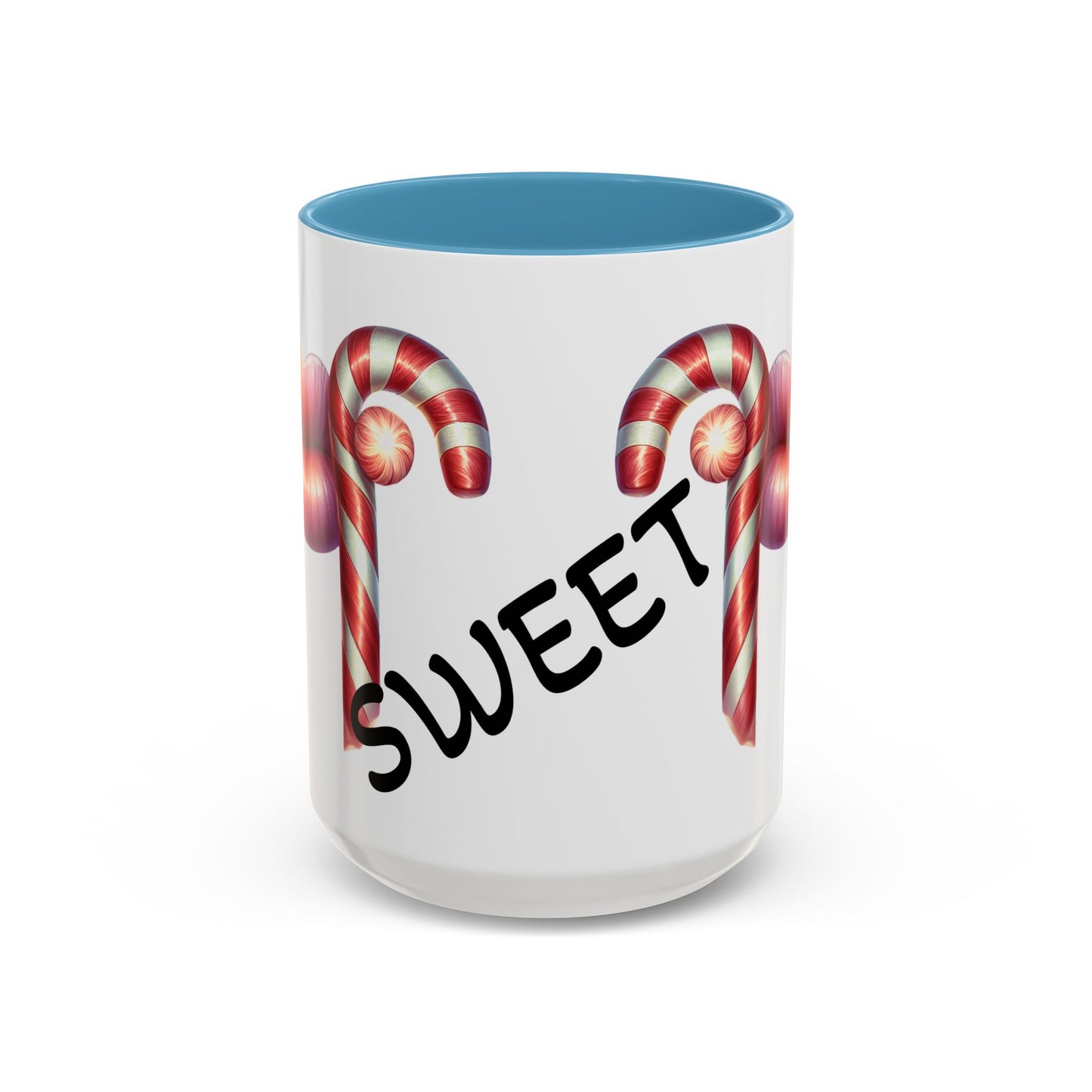 Candy Cane Kiss Accent Coffee Mug — "Sweet" Holiday Hot Cocoa Cup