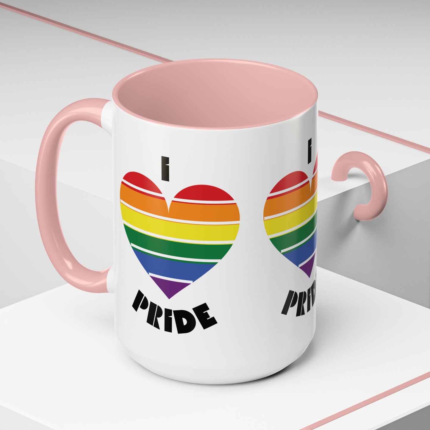 I Heart Pride Accent Coffee Mug – Rainbow Love 11/15oz