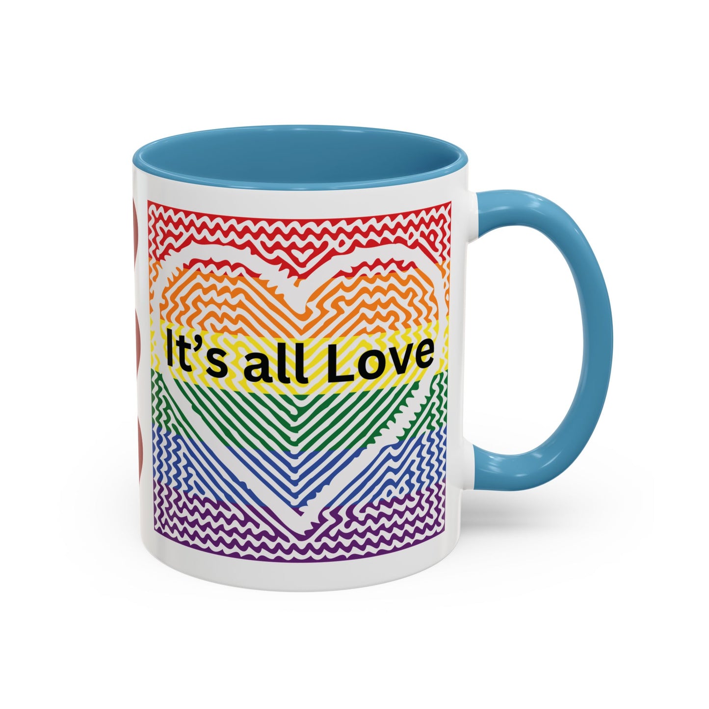 It's All Love Rainbow Heart Coffee Mug — Pride Accent Mug (11/15oz)