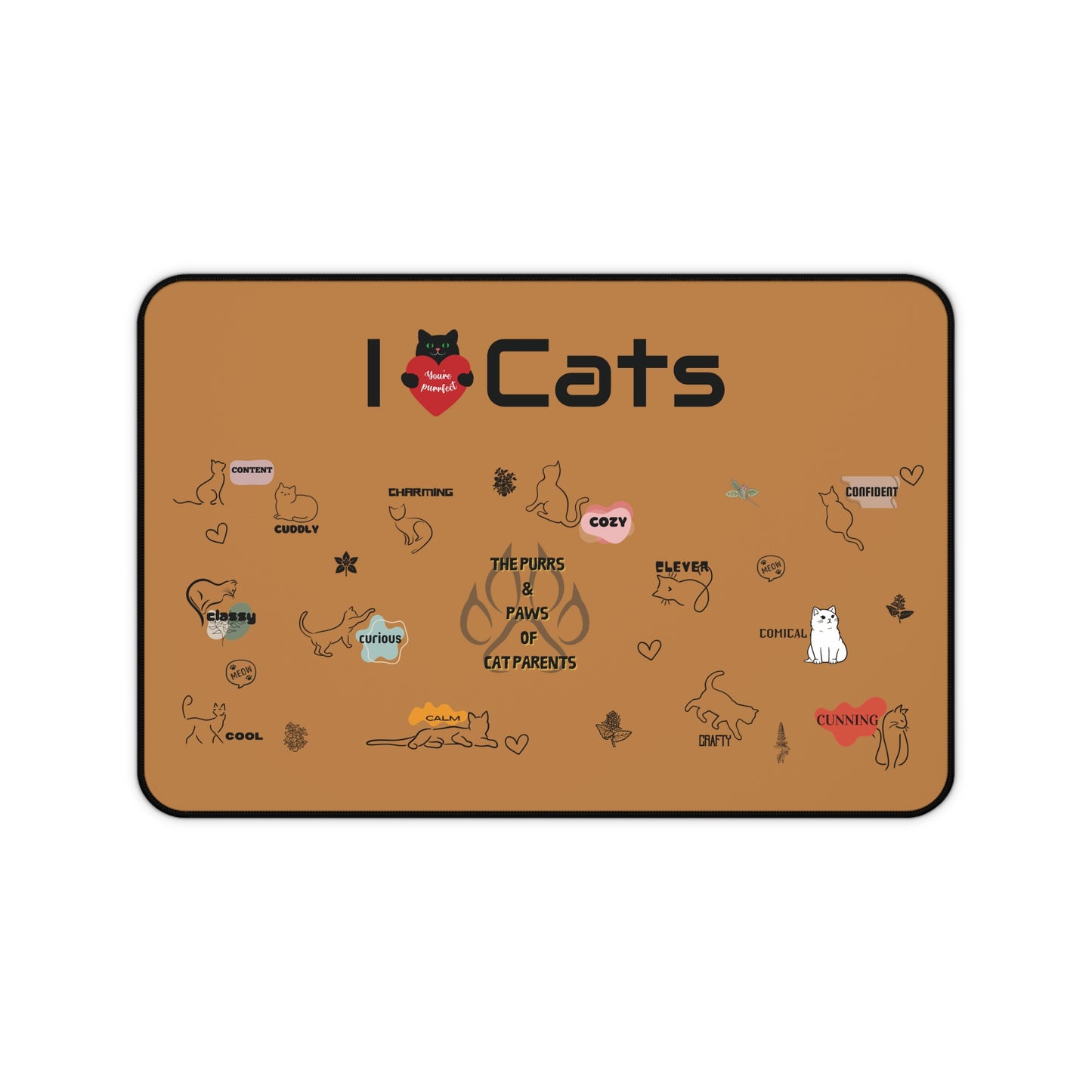 I Love Cats Desk Mat - Cozy Cat-Themed Office Accessory for Cat Lovers