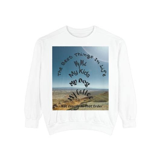 Coastal Family Vibes Sweatshirt — "The Best Things in Life" Graphic Crewneck