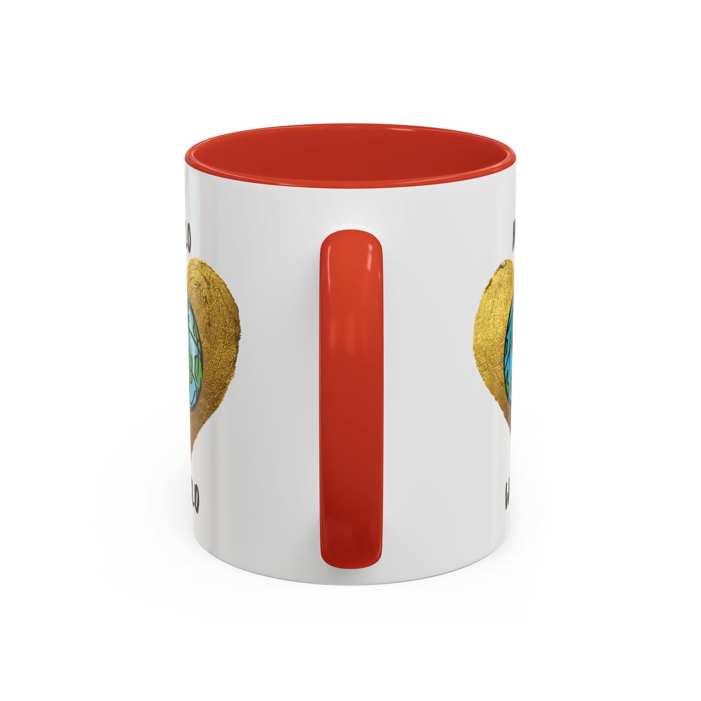 Hello World Coffee Mug — Heart Globe Accent 11oz