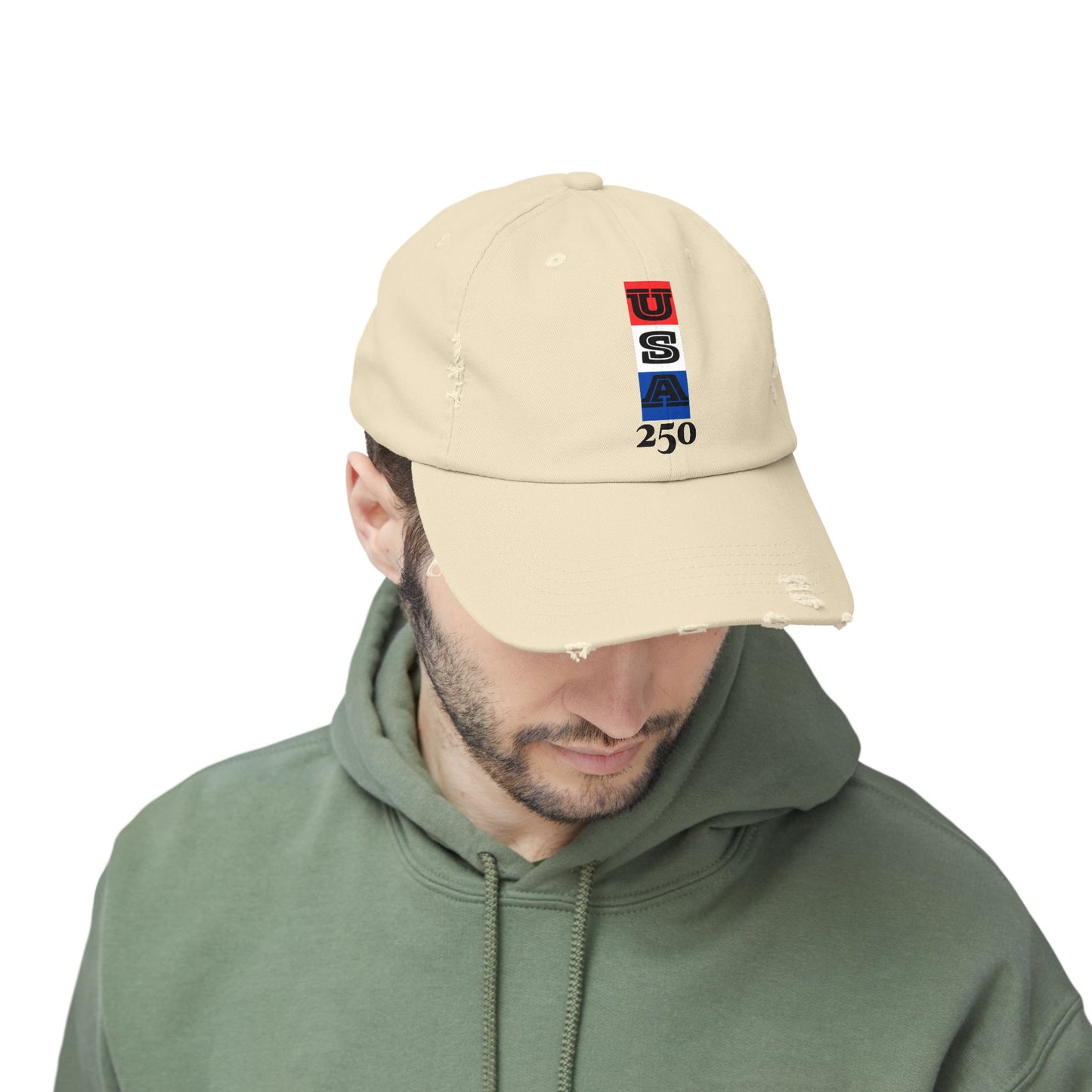 Unisex Distressed Cap with USA Design - Casual Headwear  for "USA 250"