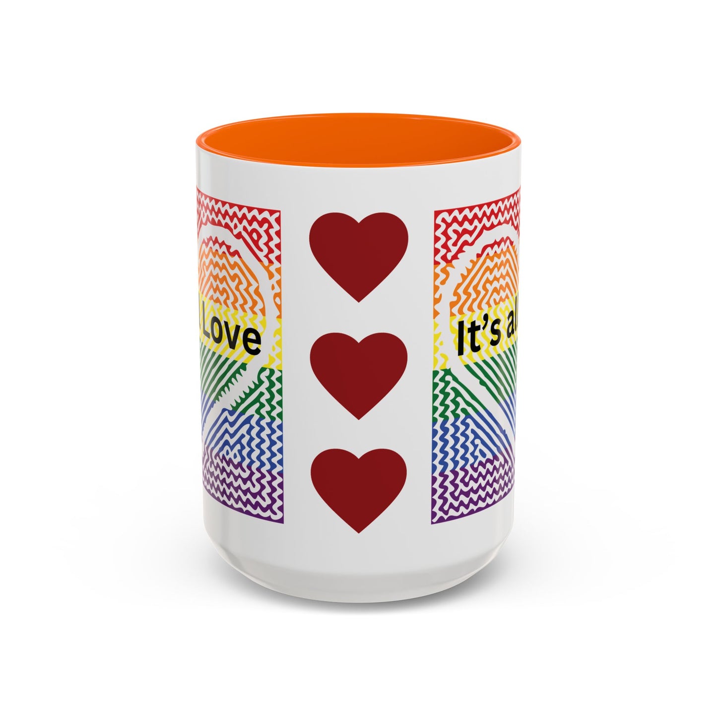 It's All Love Rainbow Heart Coffee Mug — Pride Accent Mug (11/15oz)