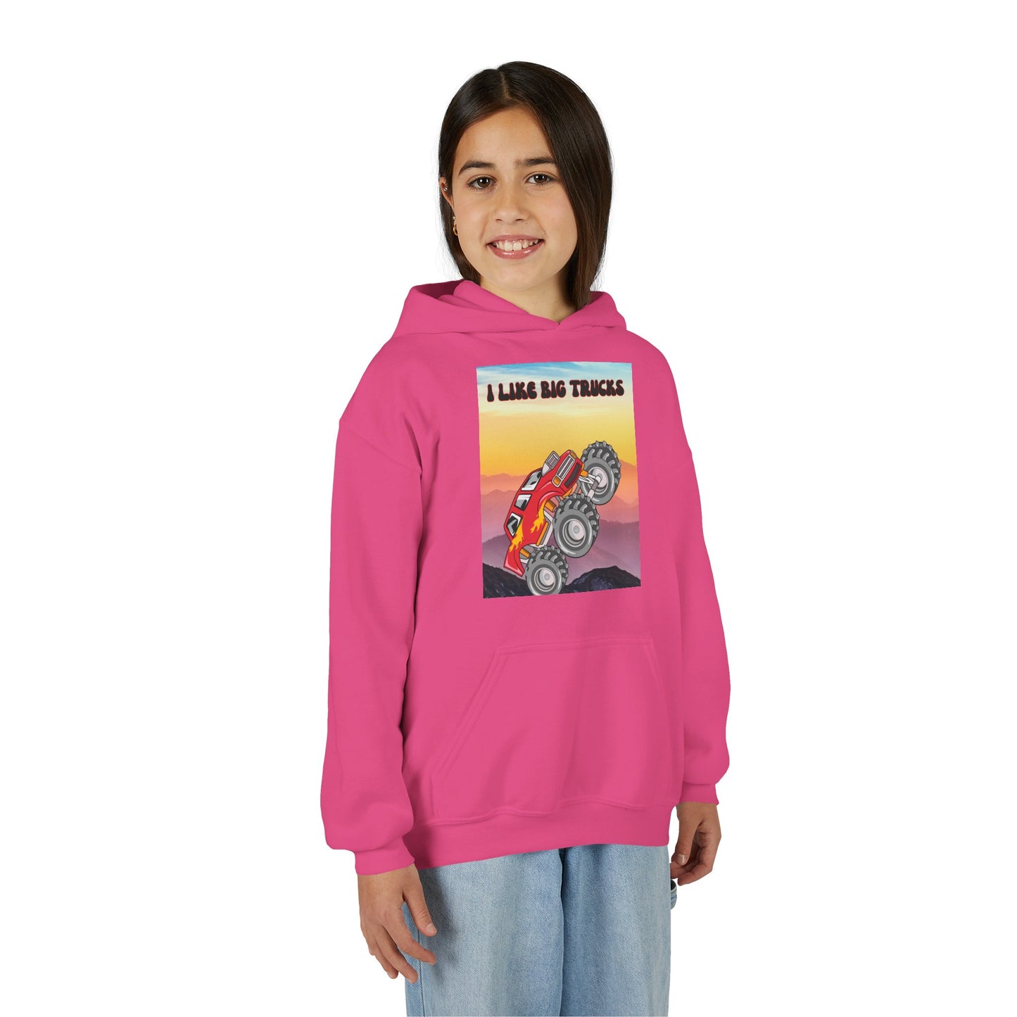 Youth Hoodie — "I Like Big Trucks" Monster Truck Graphic