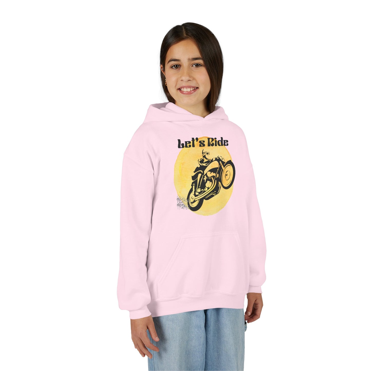 Youth Hoodie - "Let's Ride" Vintage Motorcycle Graphic