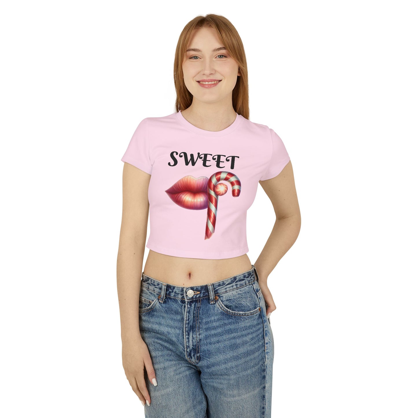 Sweet Candy Cane -Themed Women's Cropped Tee