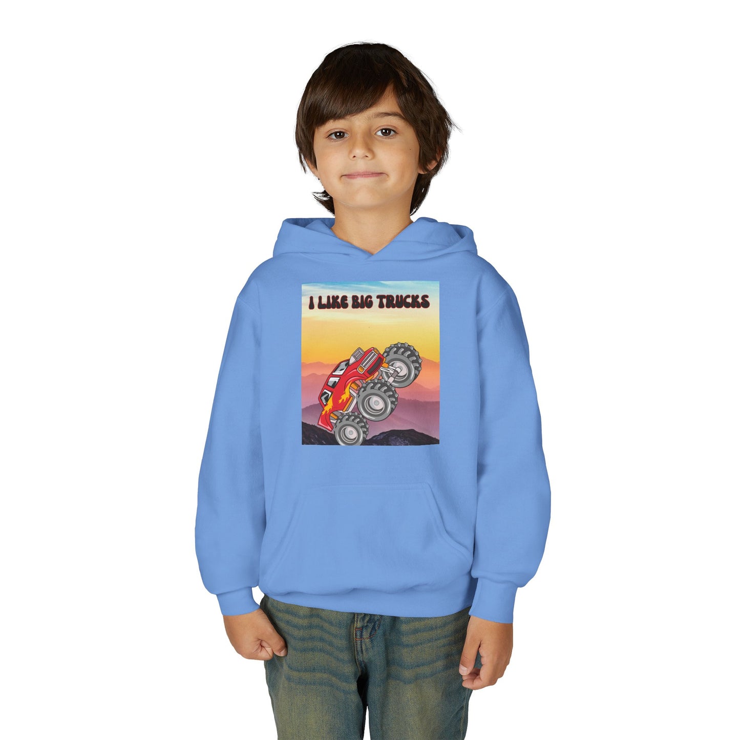 Youth Hoodie — "I Like Big Trucks" Monster Truck Graphic