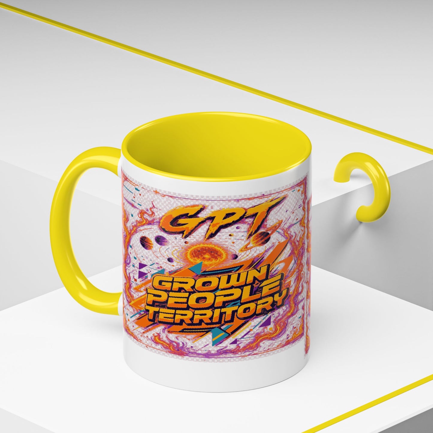 Accent Coffee Mug — "GPT: Grown People Territory" Bold Graphic Coffee Cup