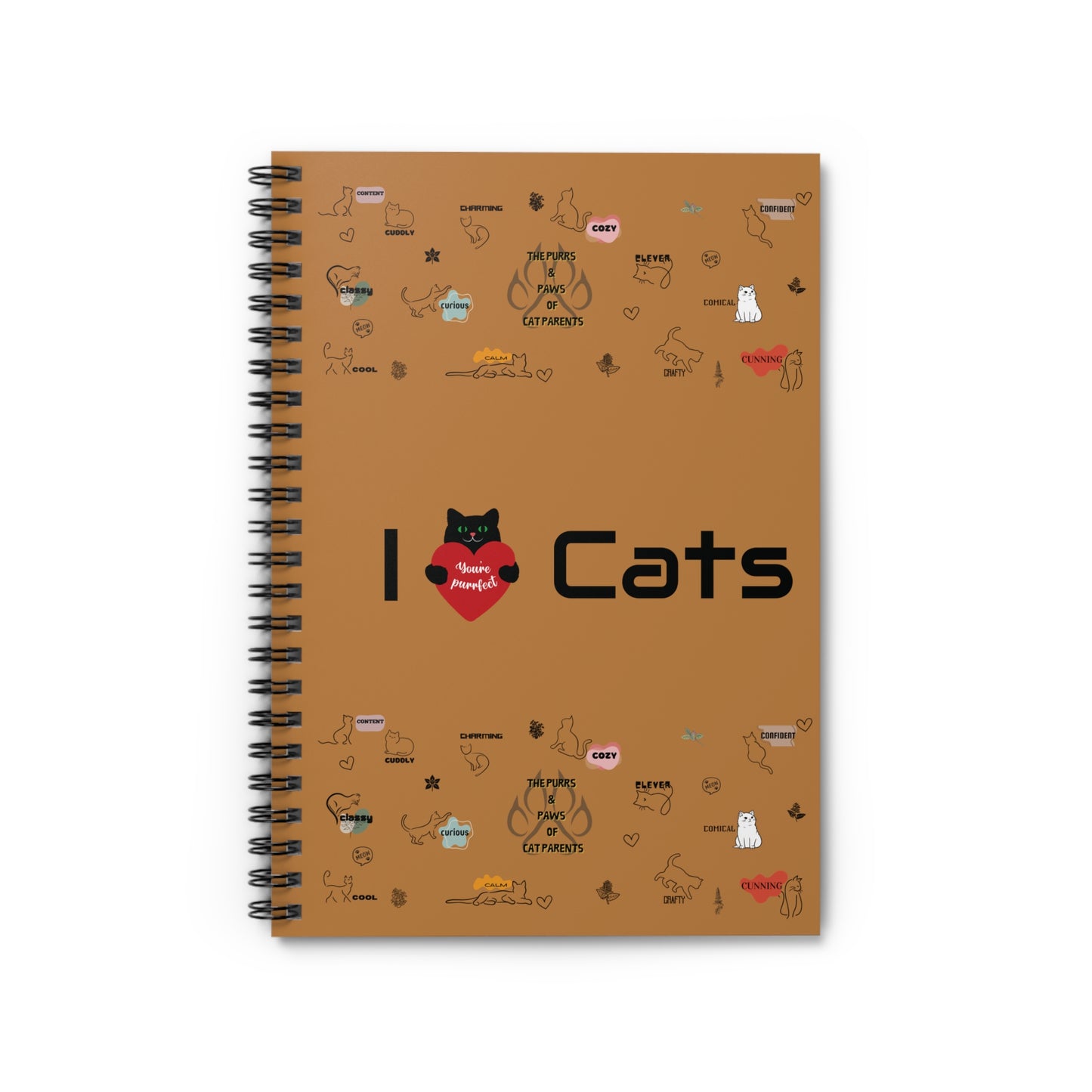 "I Love Cats" Spiral Notebook - Cute Cat Lover's Journal with Ruled Lines