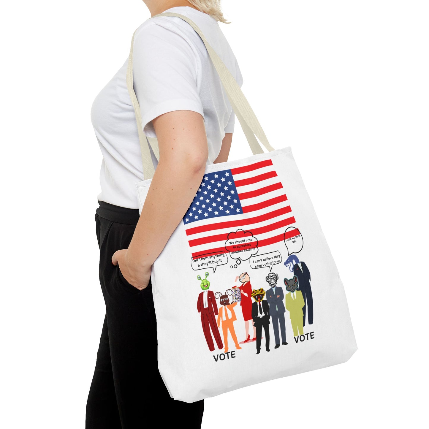 Patriotic Vote Tote Bag, Eco-Friendly Shopping Bag, Political Campaign Merchandise, Election Day Gift, USA Flag Design