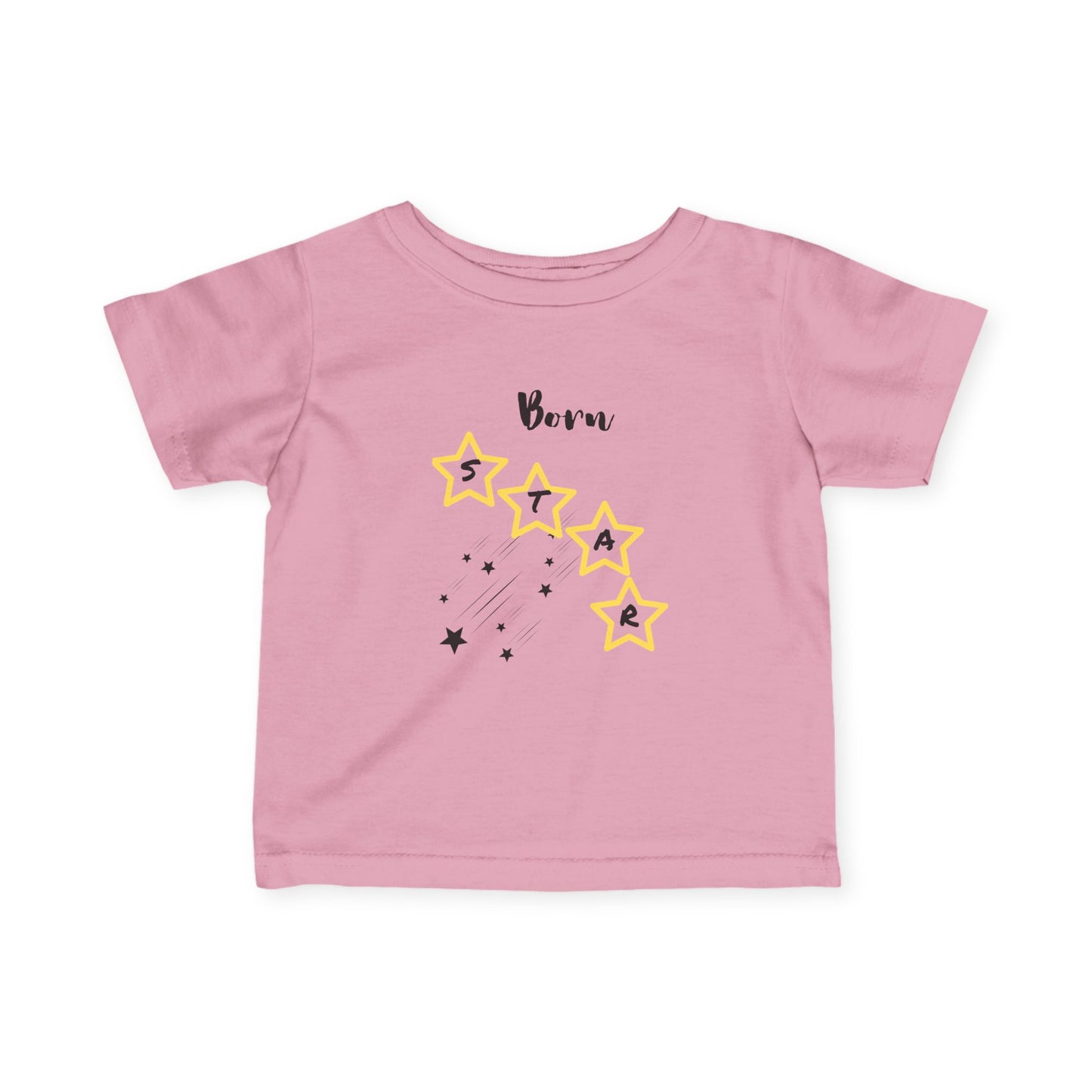 Infant Tee — "Born Star" Yellow Star Graphic Baby Shirt
