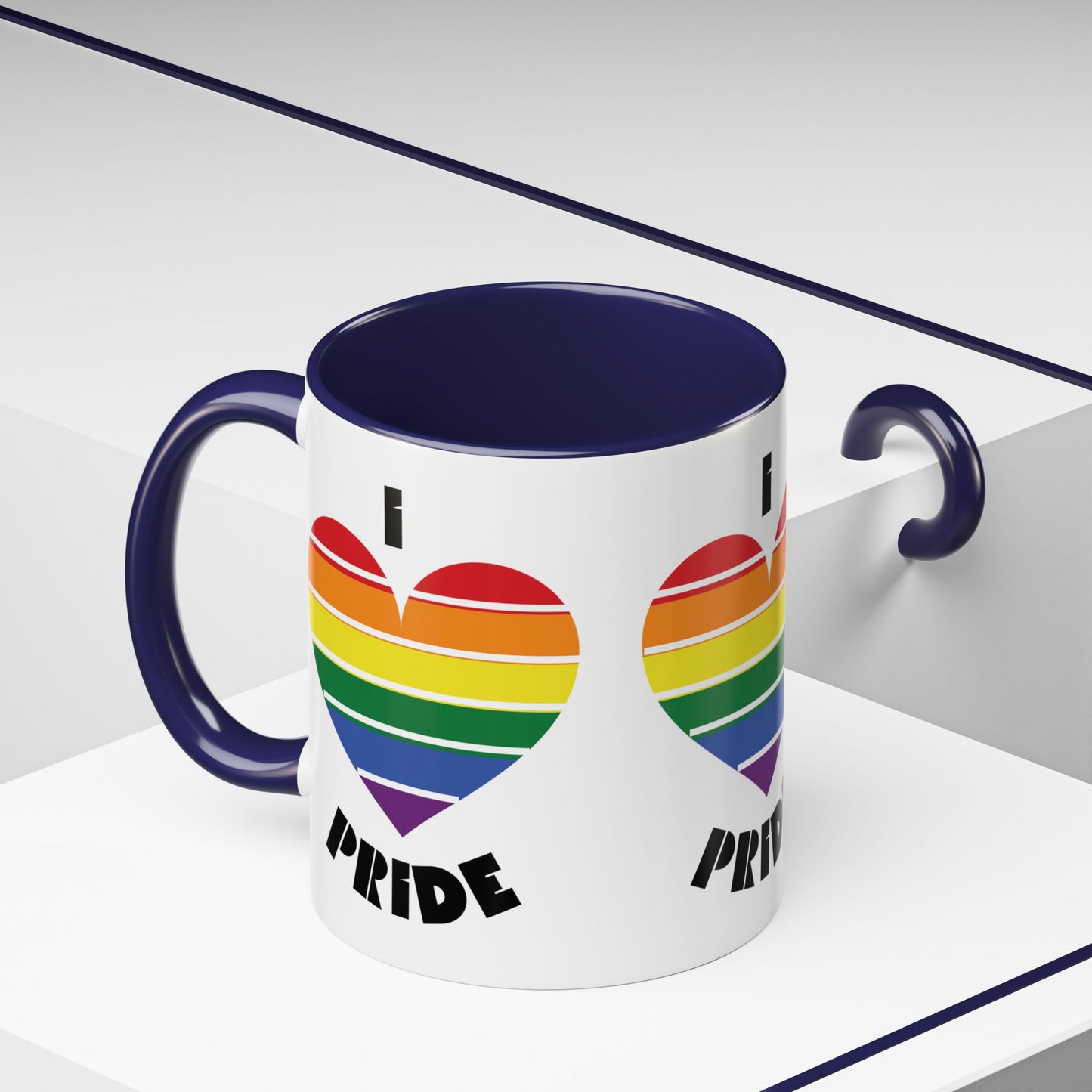 I Heart Pride Accent Coffee Mug – Rainbow Love 11/15oz