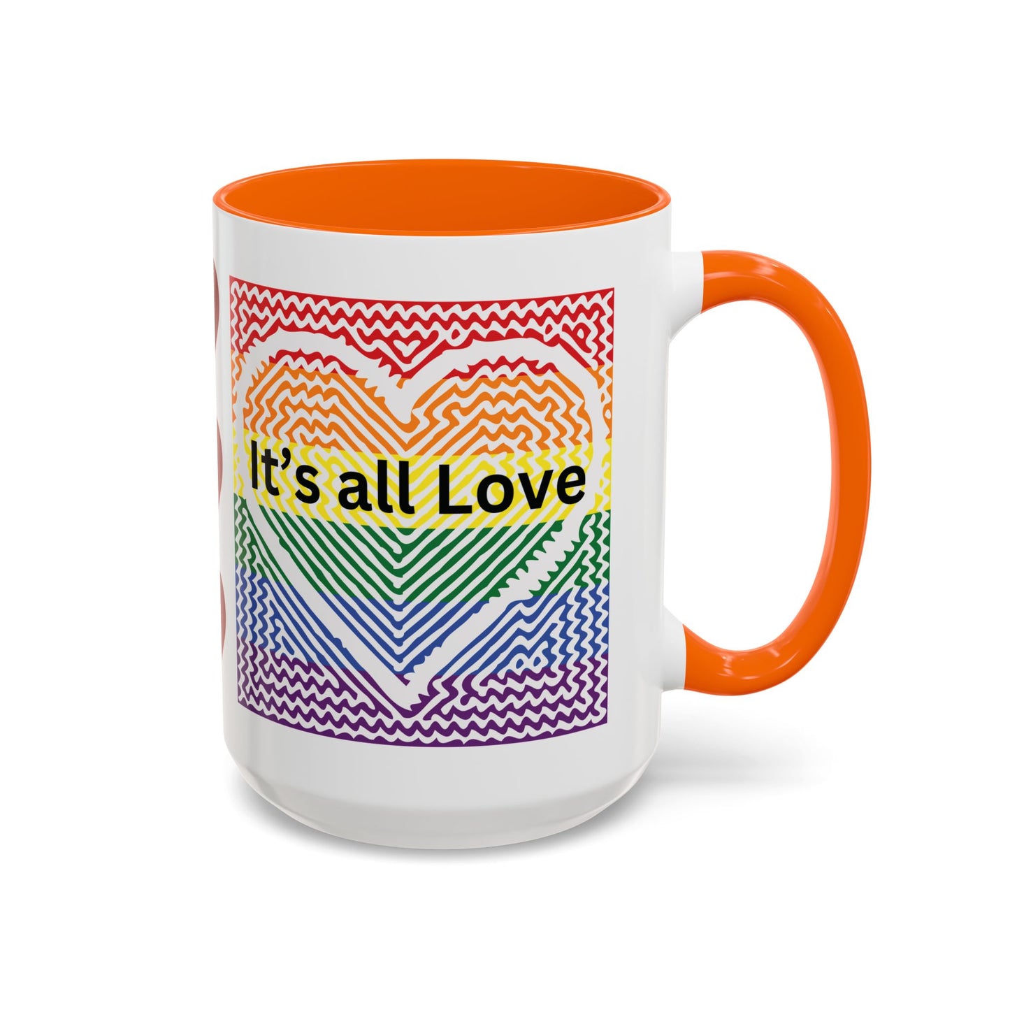 It's All Love Rainbow Heart Coffee Mug — Pride Accent Mug (11/15oz)