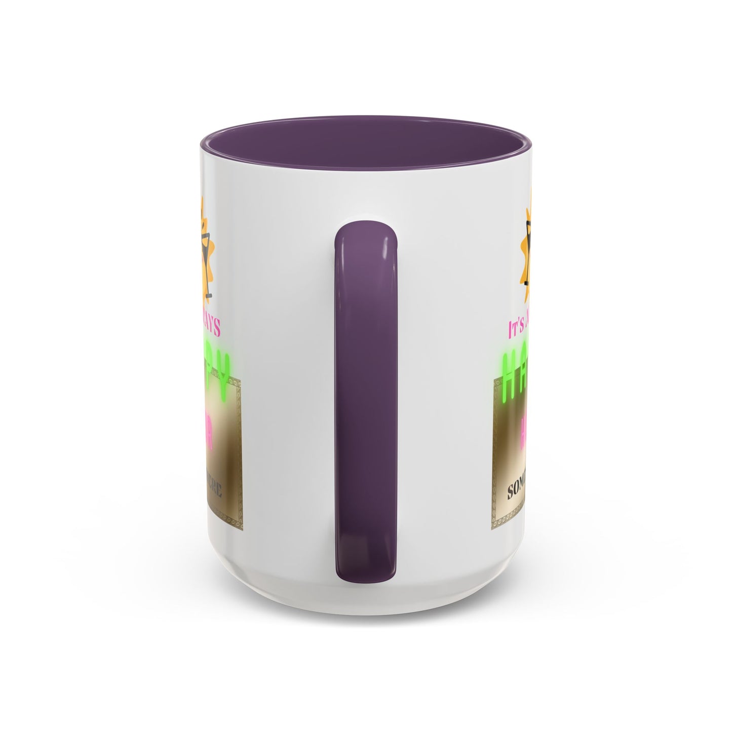 Coffee Mug — "It's Always Happy Hour Somewhere" Neon Sun Cocktail Accent Mug