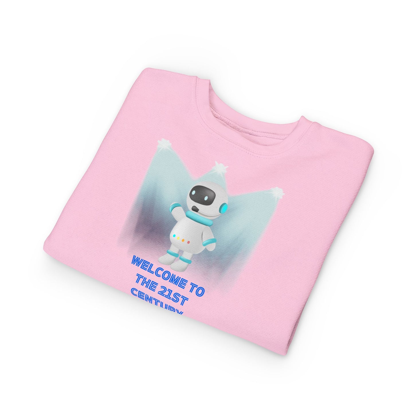Toddler Sweatshirt - Cute Robot "Welcome to the 21st Century" Kids Crewneck