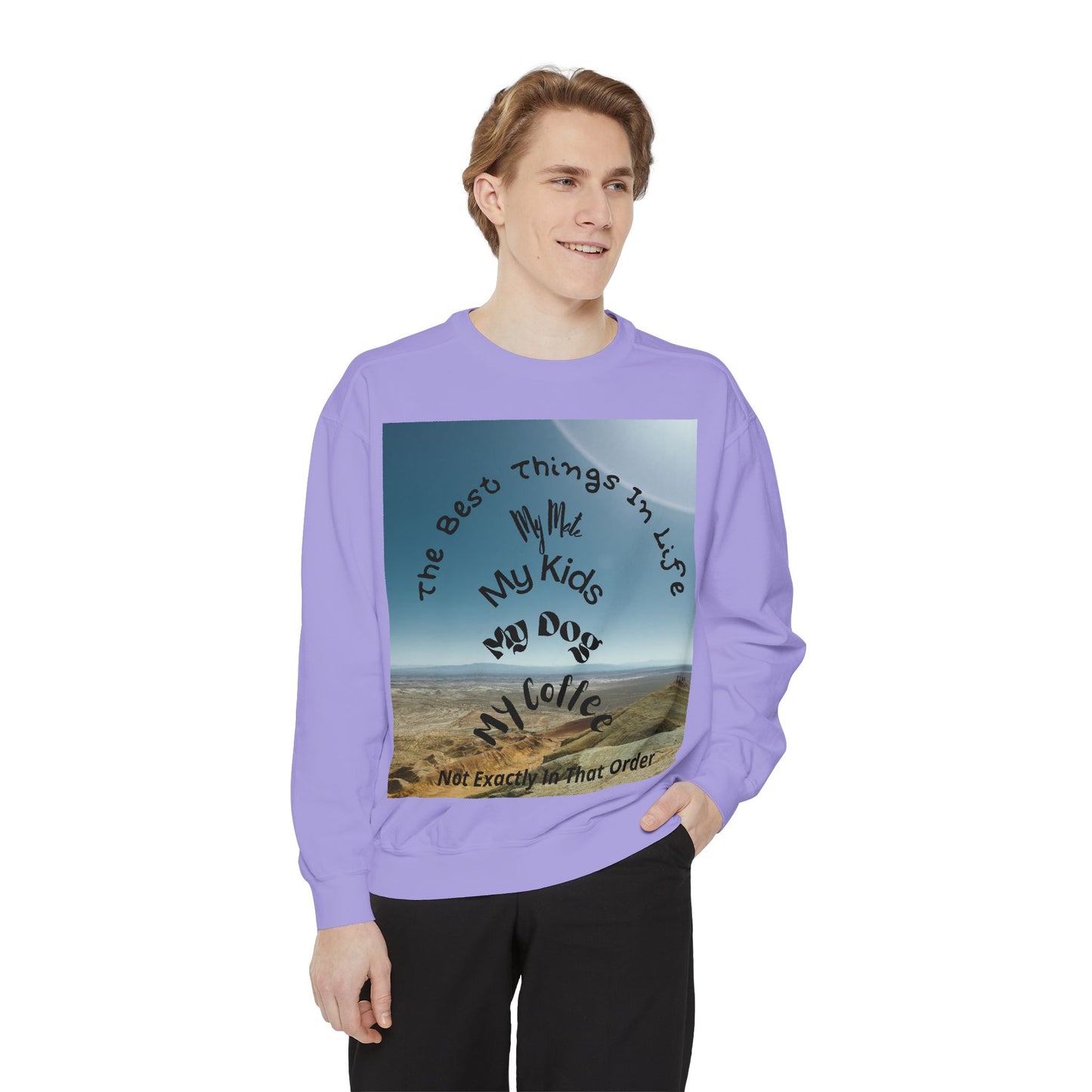 Coastal Family Vibes Sweatshirt — "The Best Things in Life" Graphic Crewneck