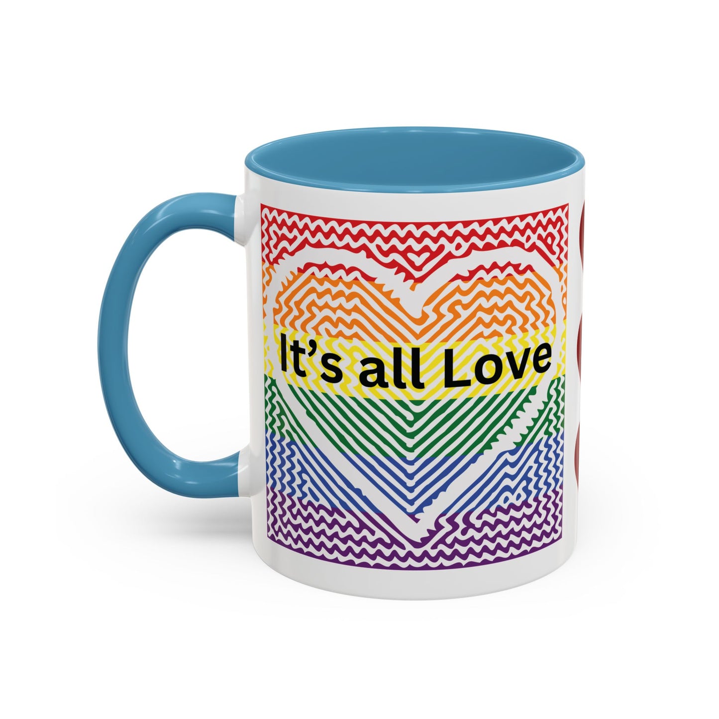 It's All Love Rainbow Heart Coffee Mug — Pride Accent Mug (11/15oz)