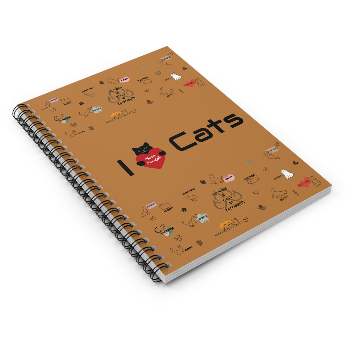 "I Love Cats" Spiral Notebook - Cute Cat Lover's Journal with Ruled Lines