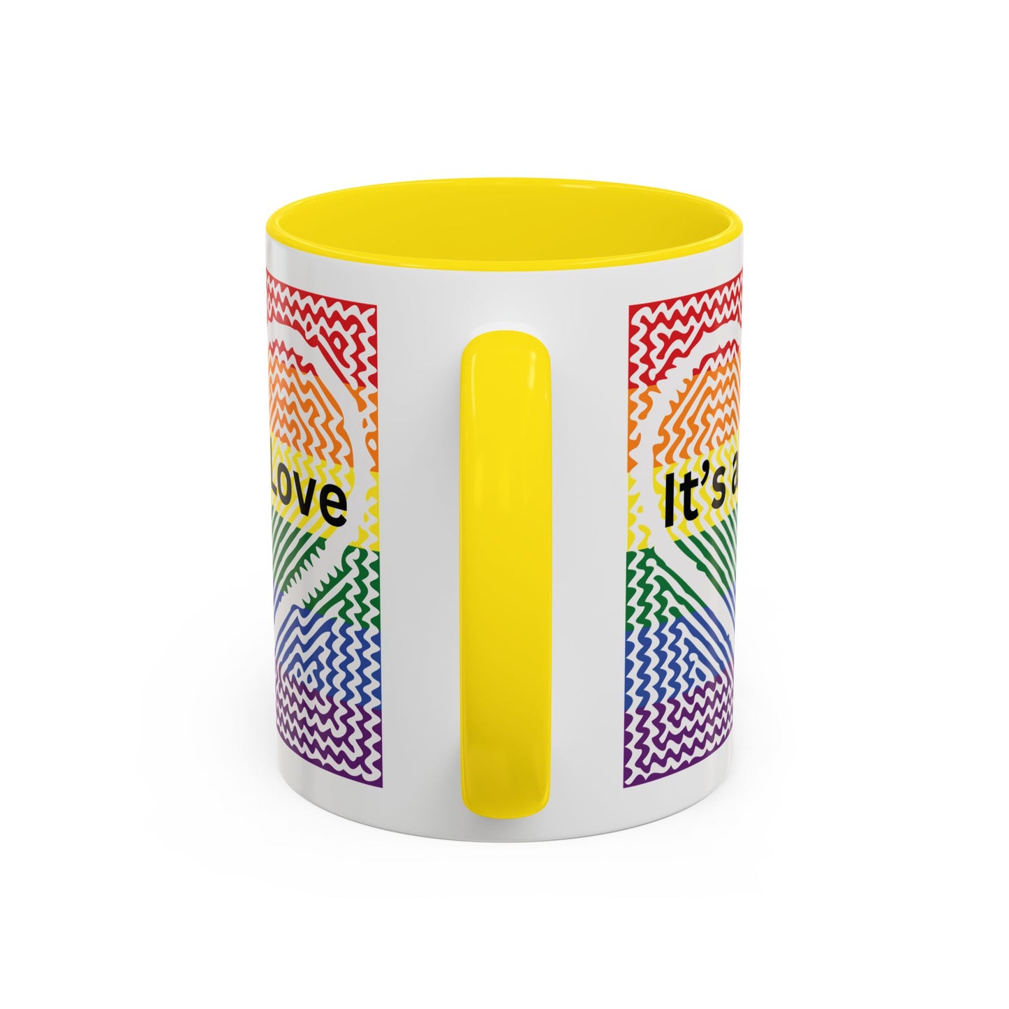 It's All Love Rainbow Heart Coffee Mug — Pride Accent Mug (11/15oz)
