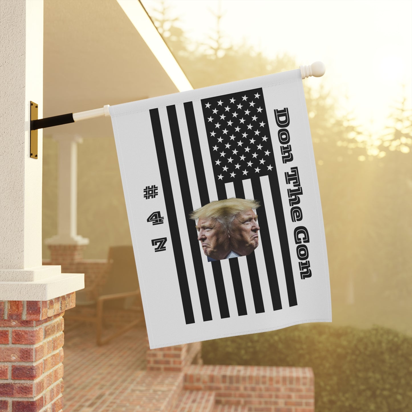 2-Faced:  Political Garden Flag — “Don The Con” Trump Double-Head Design