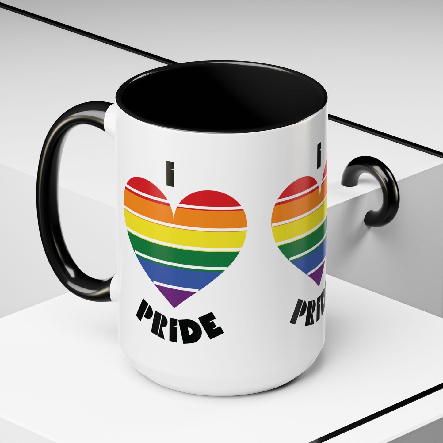 I Heart Pride Accent Coffee Mug – Rainbow Love 11/15oz