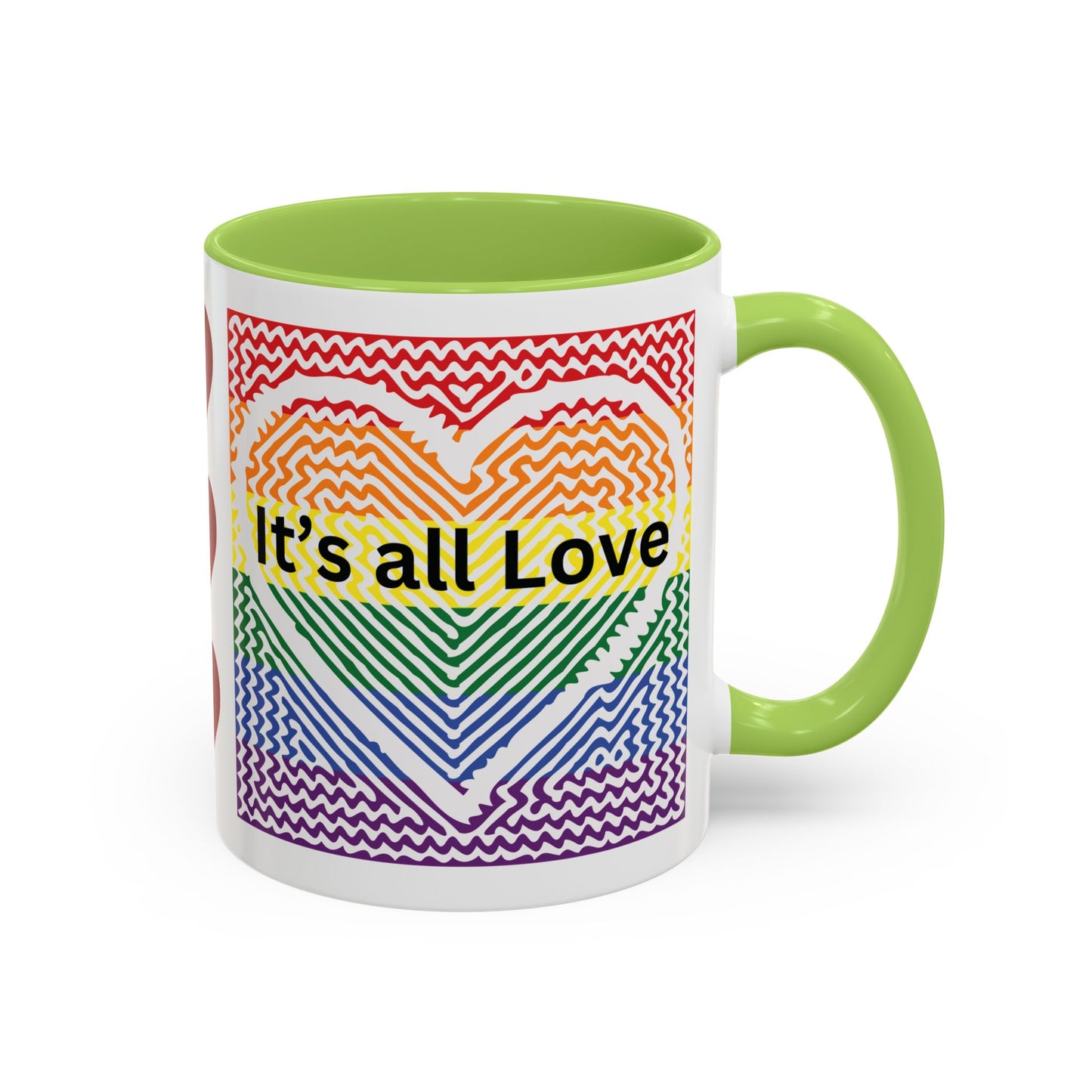 It's All Love Rainbow Heart Coffee Mug — Pride Accent Mug (11/15oz)