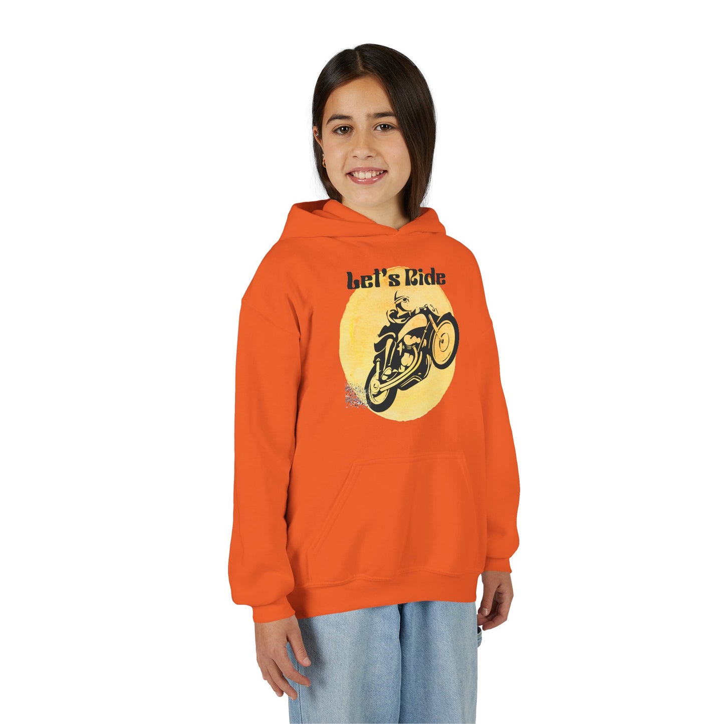 Youth Hoodie - "Let's Ride" Vintage Motorcycle Graphic
