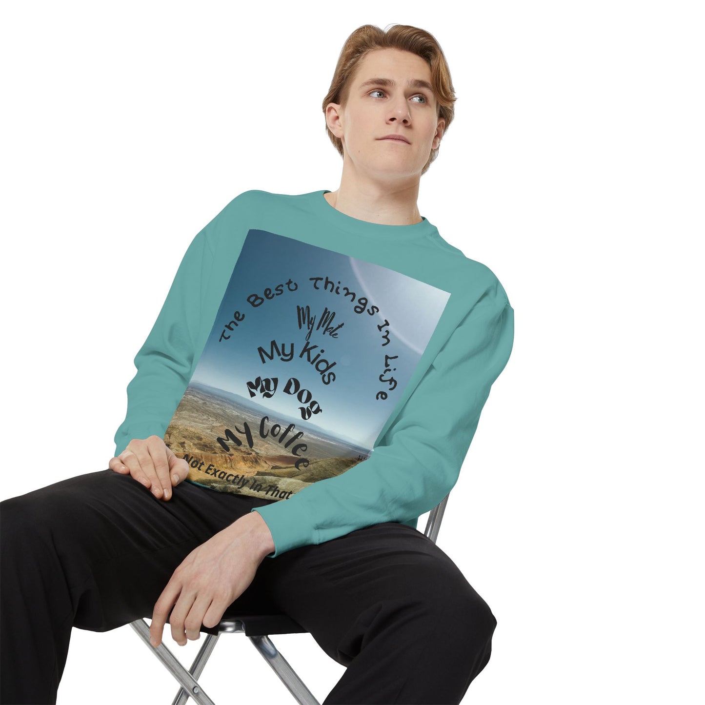 Coastal Family Vibes Sweatshirt — "The Best Things in Life" Graphic Crewneck