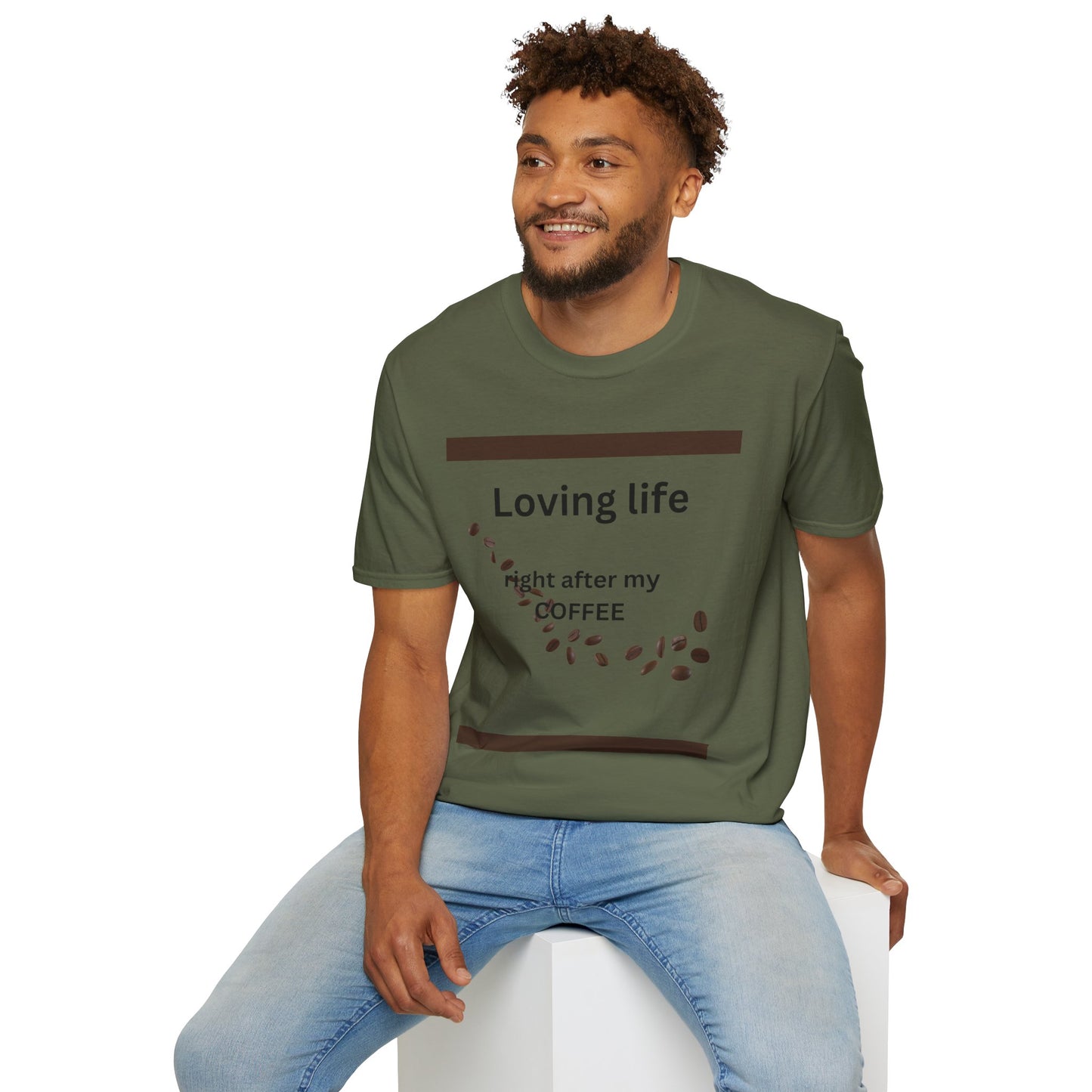T-Shirt — "Loving life right after my coffee" Coffee Lover Graphic Tee