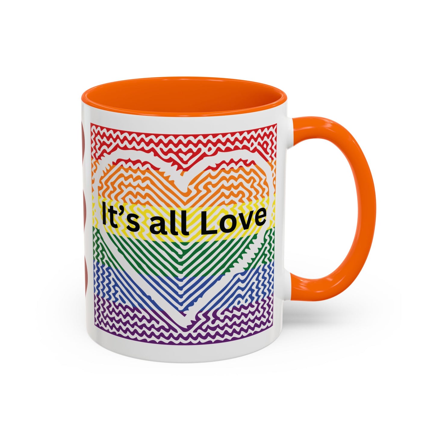 It's All Love Rainbow Heart Coffee Mug — Pride Accent Mug (11/15oz)