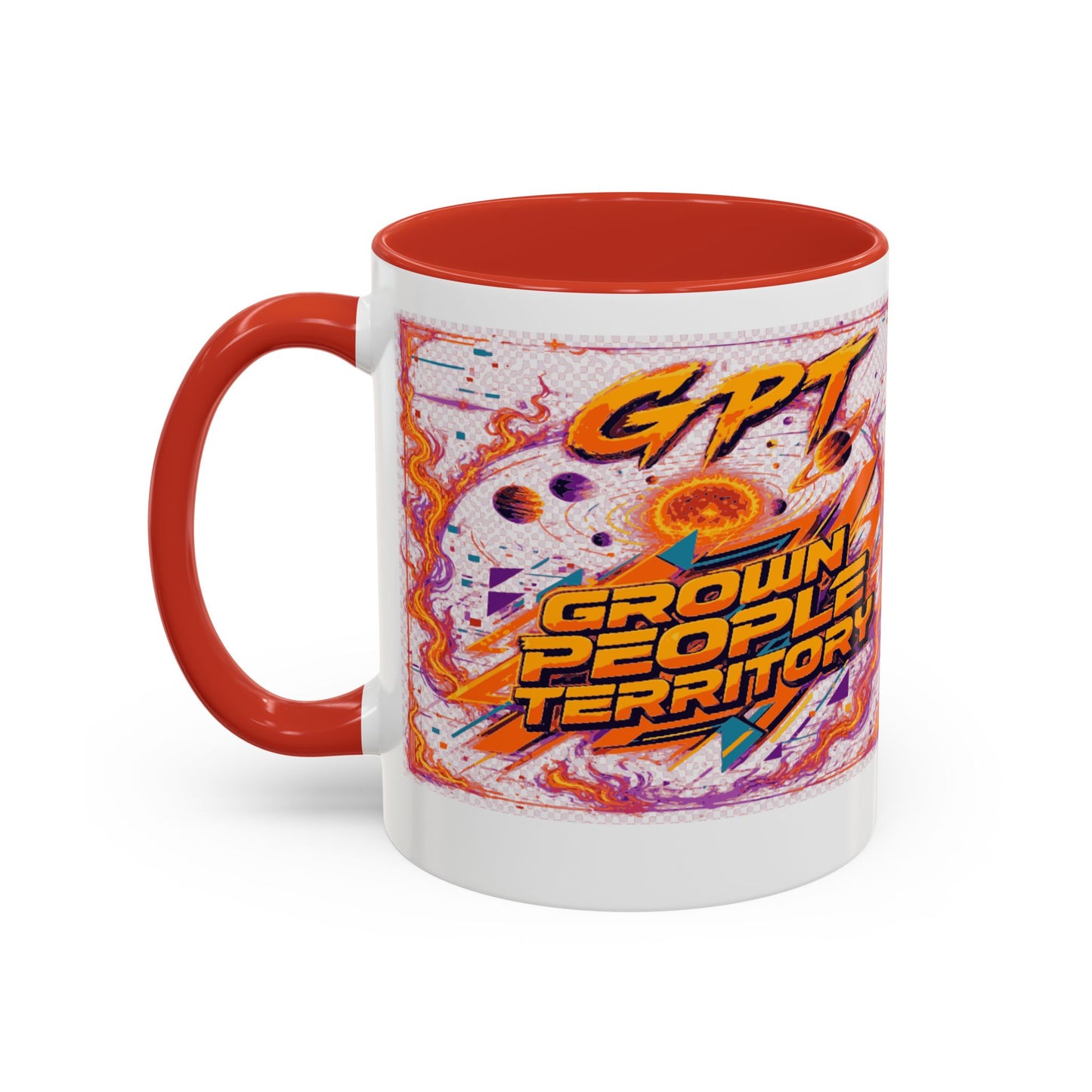 Accent Coffee Mug — "GPT: Grown People Territory" Bold Graphic Coffee Cup