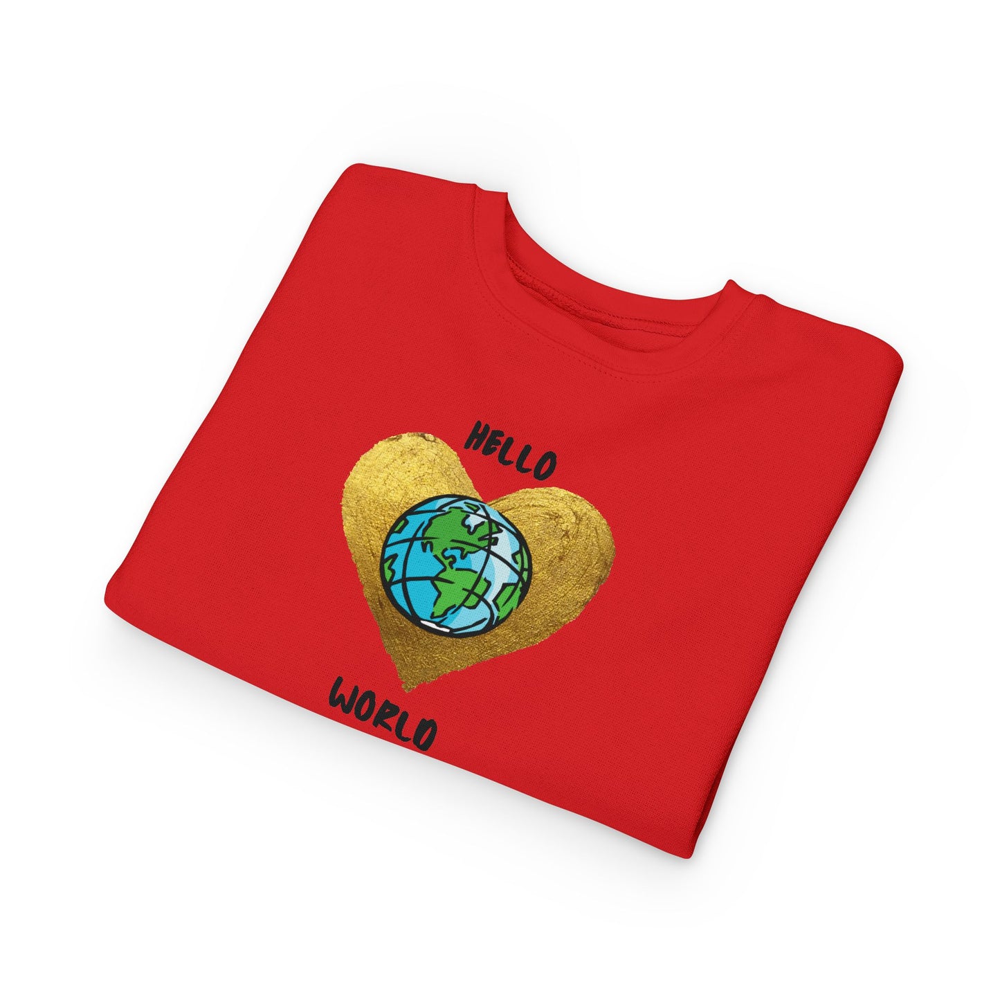 Toddler Sweatshirt - "Hello World" Earth Heart Graphic