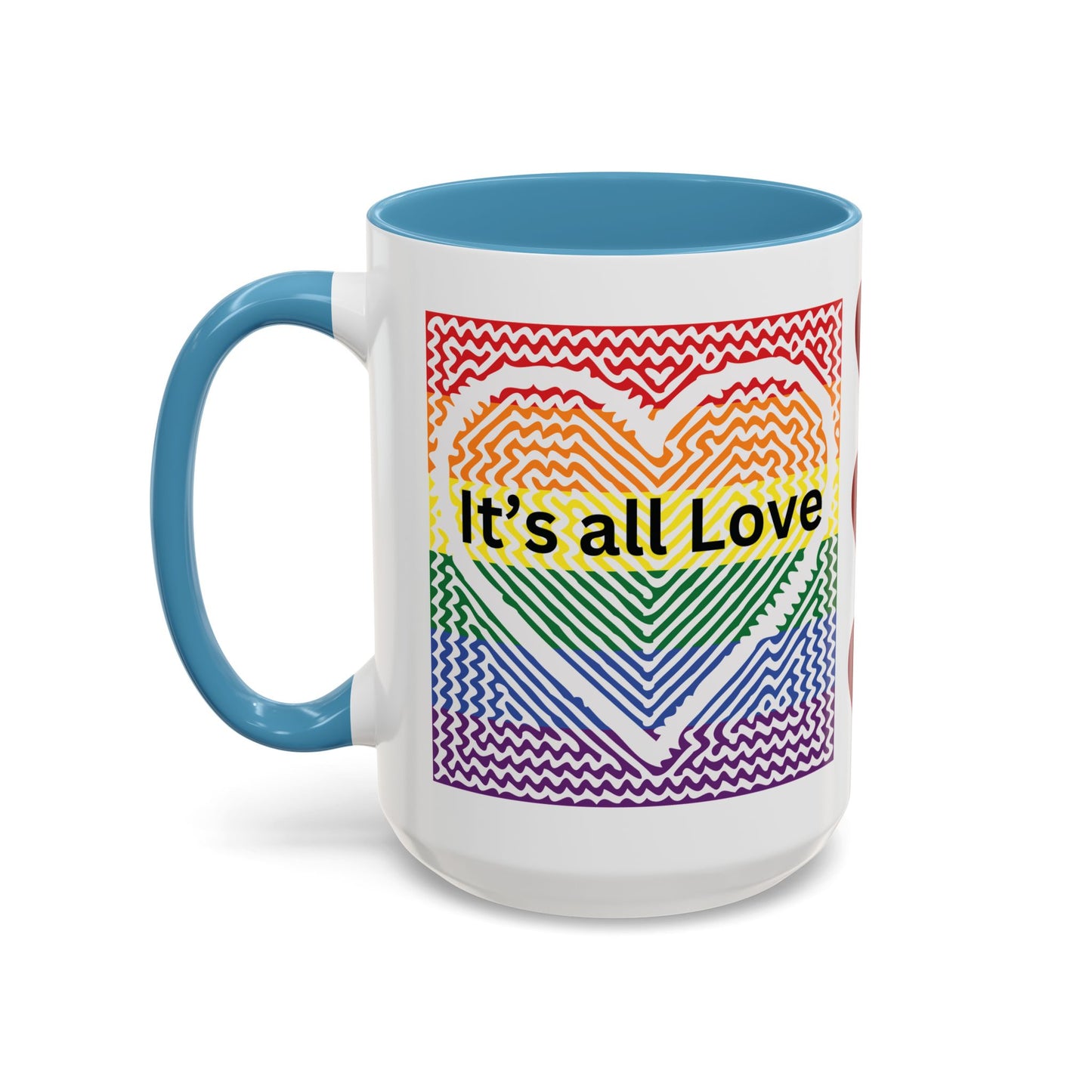 It's All Love Rainbow Heart Coffee Mug — Pride Accent Mug (11/15oz)