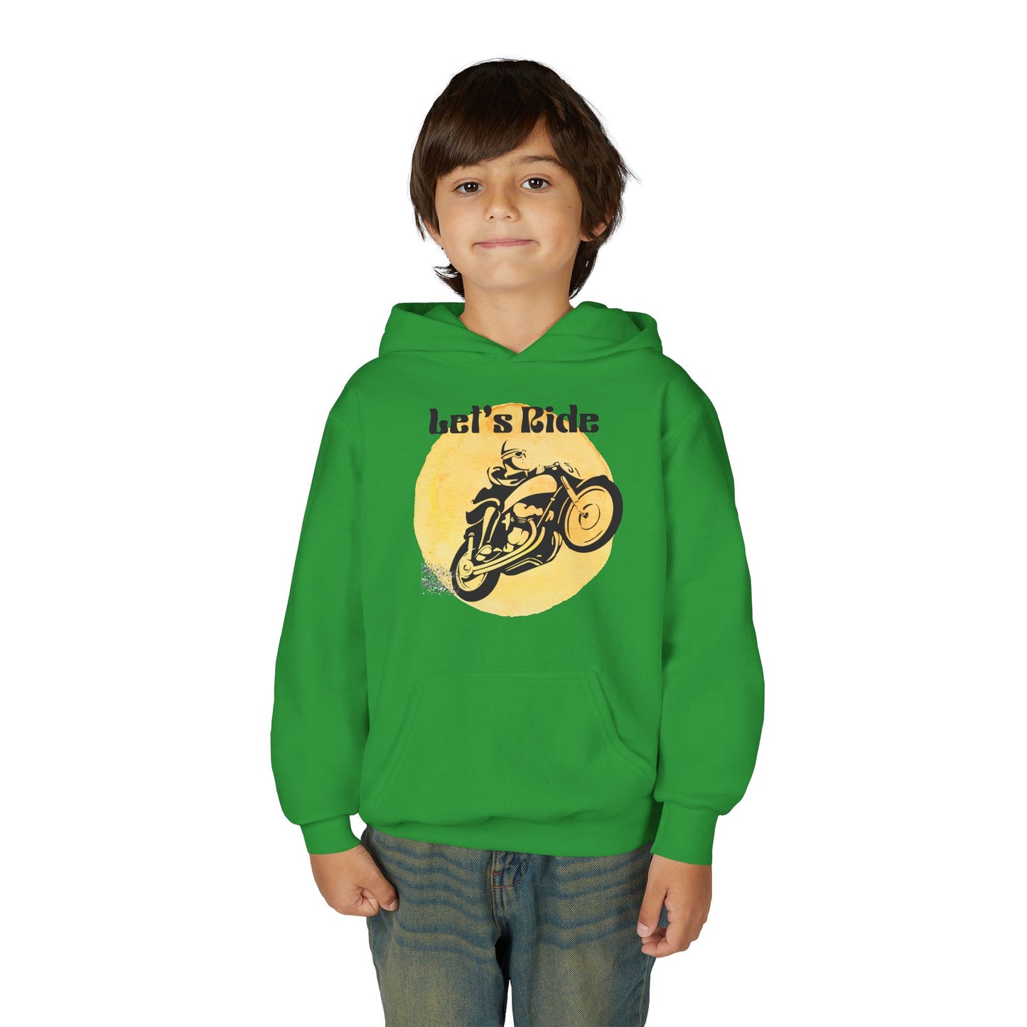 Youth Hoodie - "Let's Ride" Vintage Motorcycle Graphic