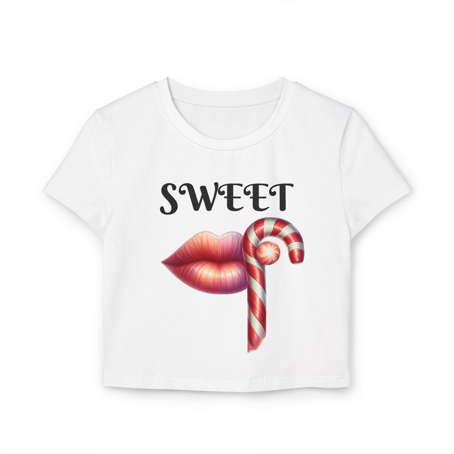 Sweet Candy Cane -Themed Women's Cropped Tee