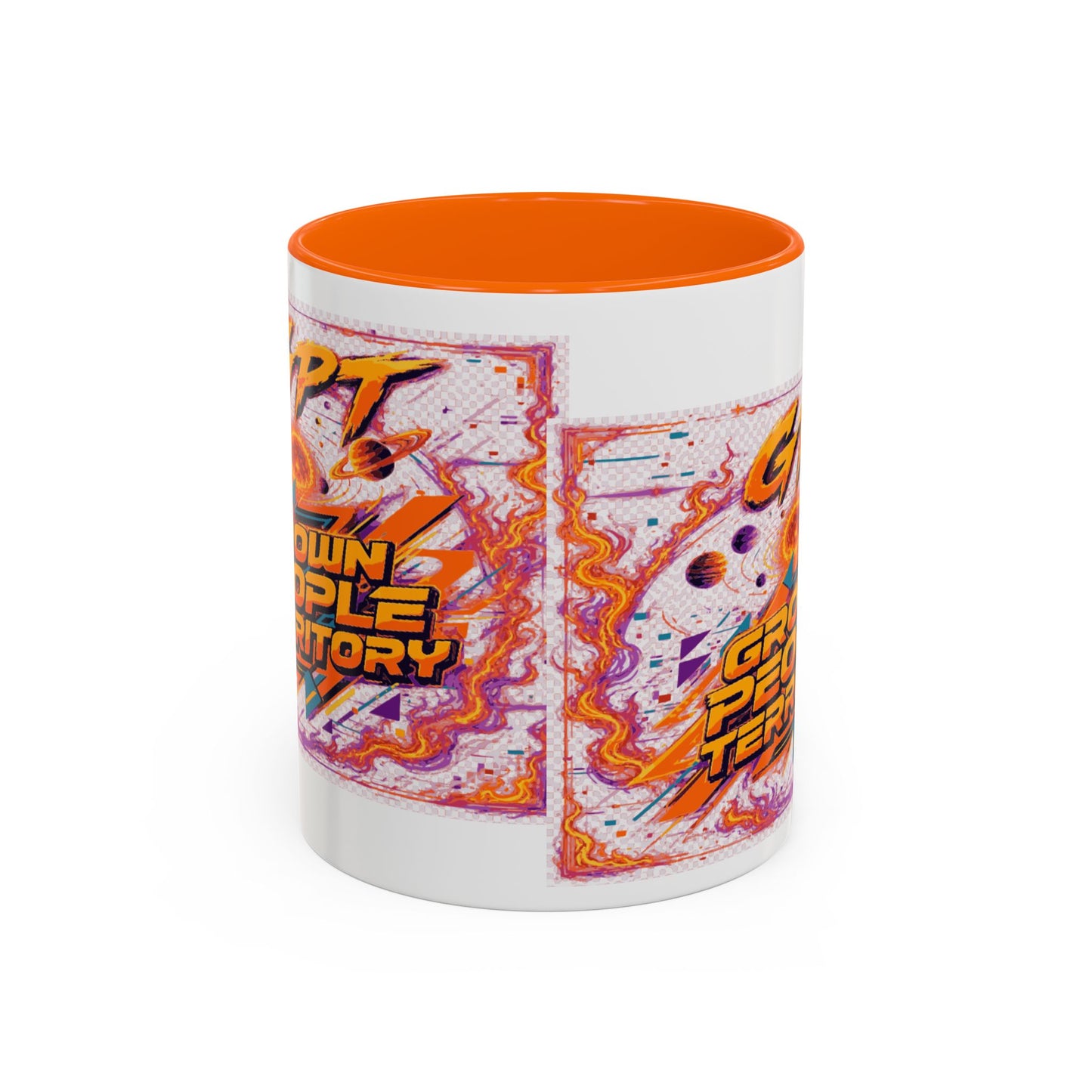 Accent Coffee Mug — "GPT: Grown People Territory" Bold Graphic Coffee Cup