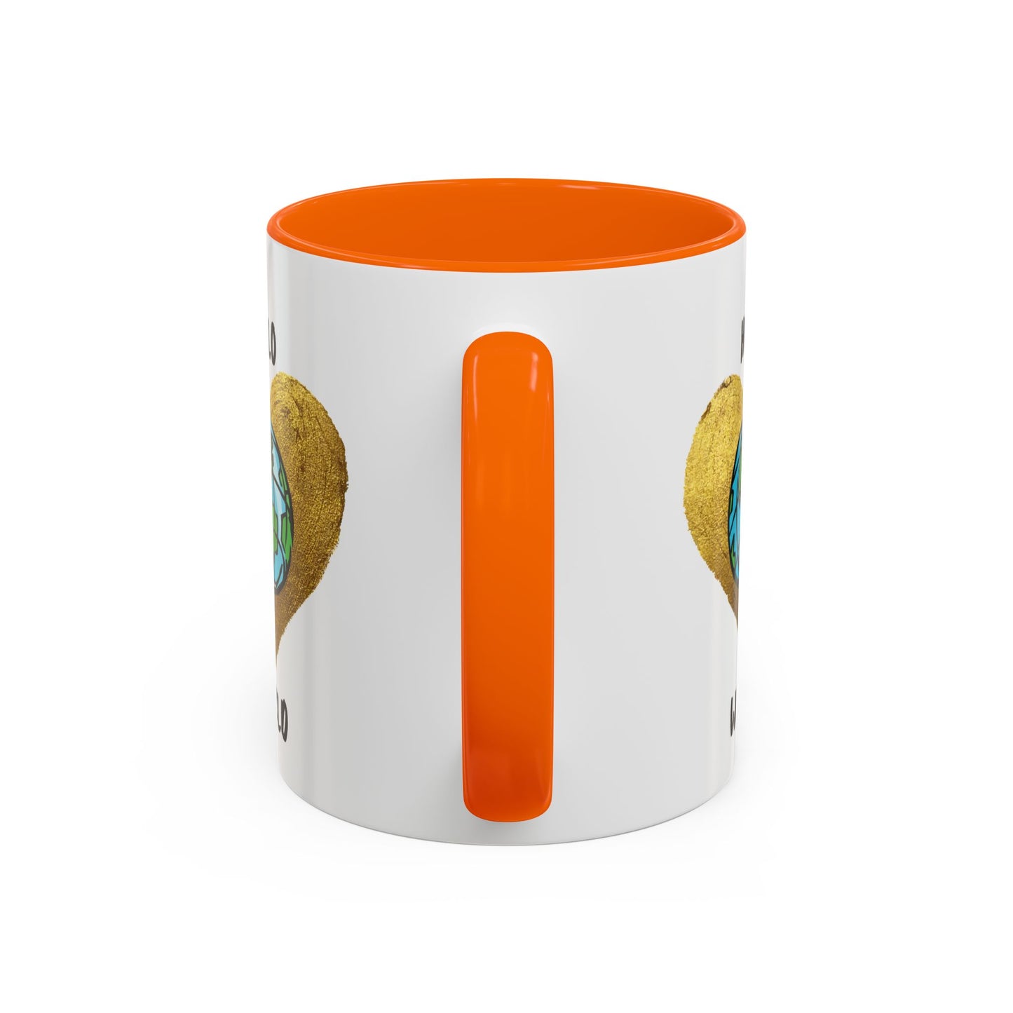 Hello World Coffee Mug — Heart Globe Accent 11oz