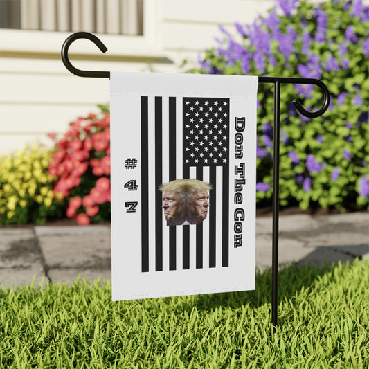 2-Faced:  Political Garden Flag — “Don The Con” Trump Double-Head Design