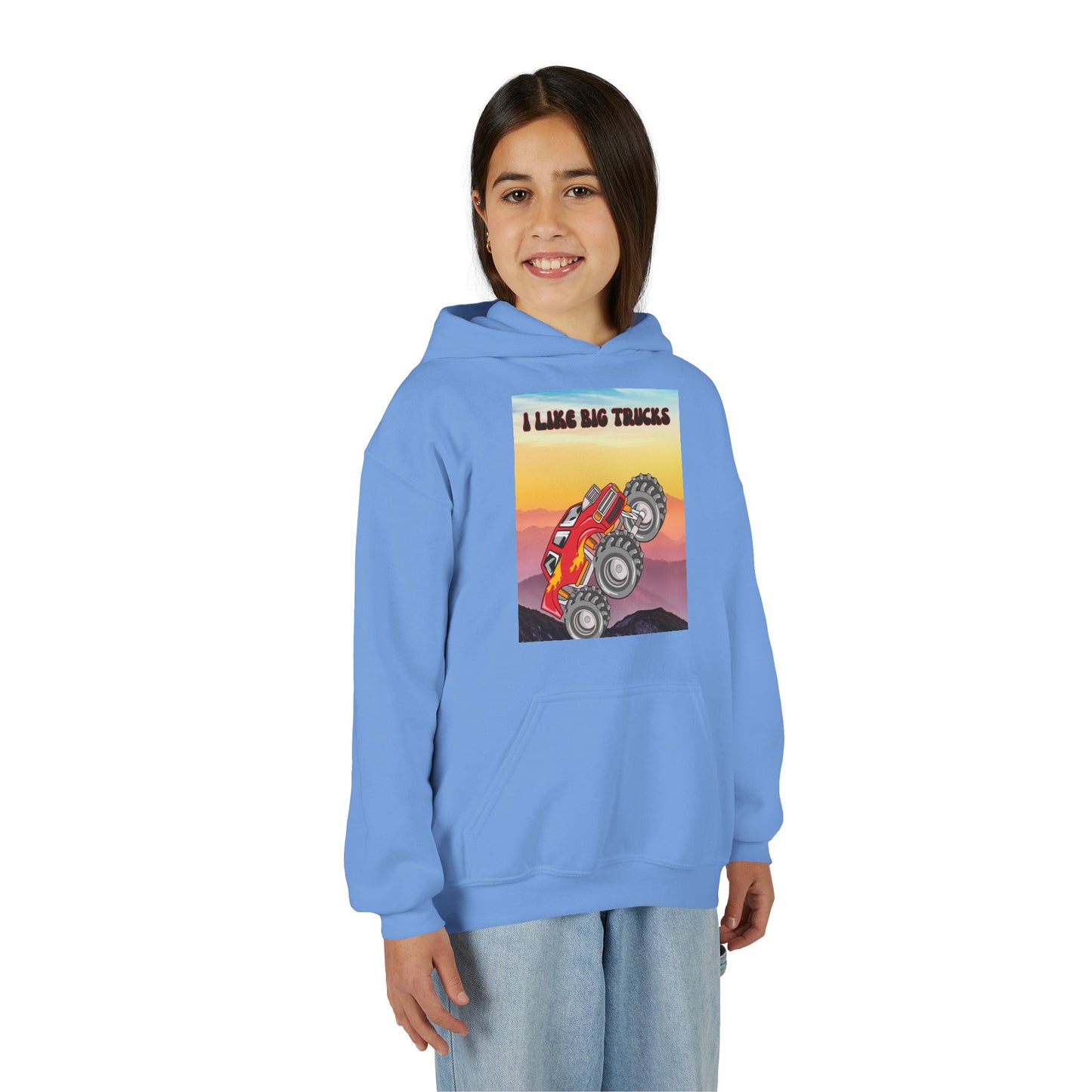 Youth Hoodie — "I Like Big Trucks" Monster Truck Graphic