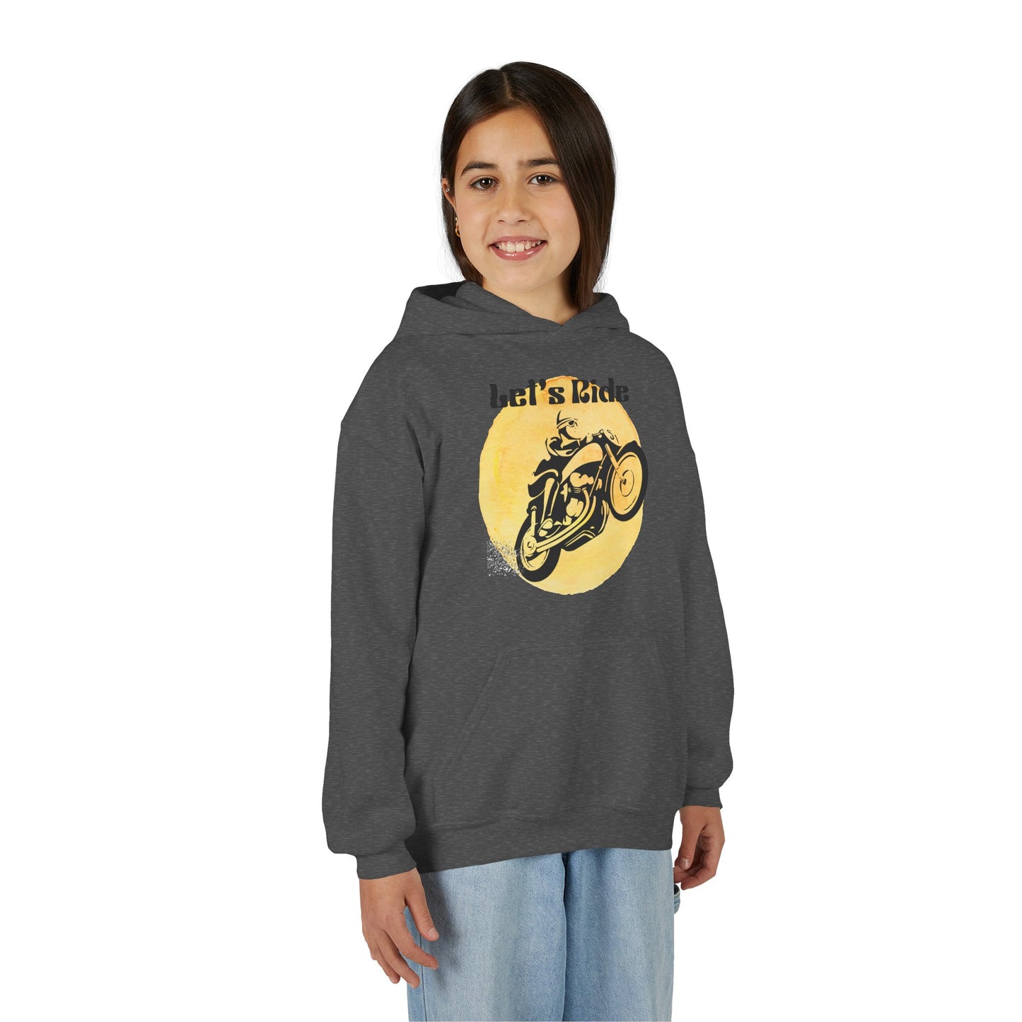 Youth Hoodie - "Let's Ride" Vintage Motorcycle Graphic